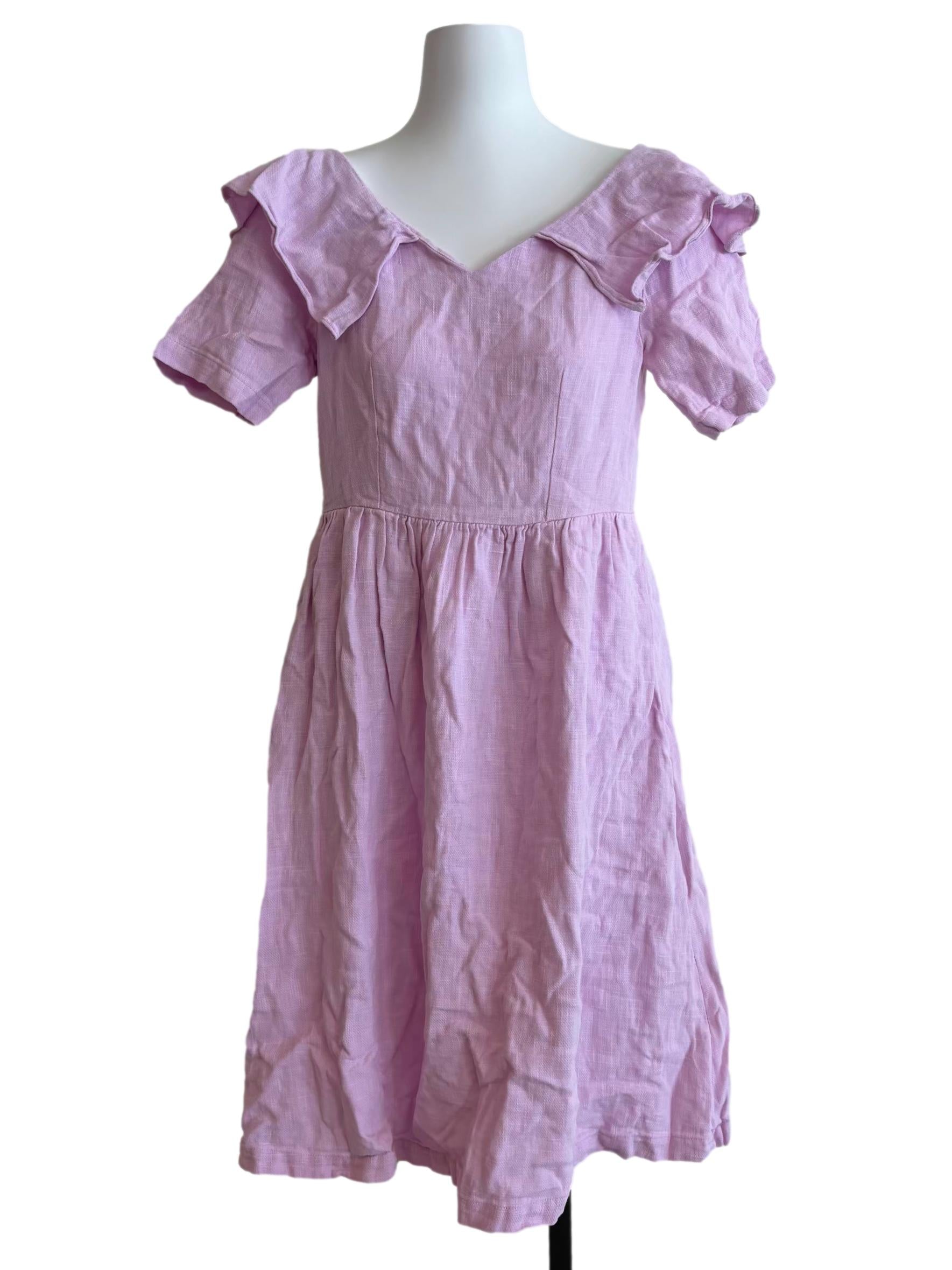 Lilac Pink Linen Ruffle Dress CSN