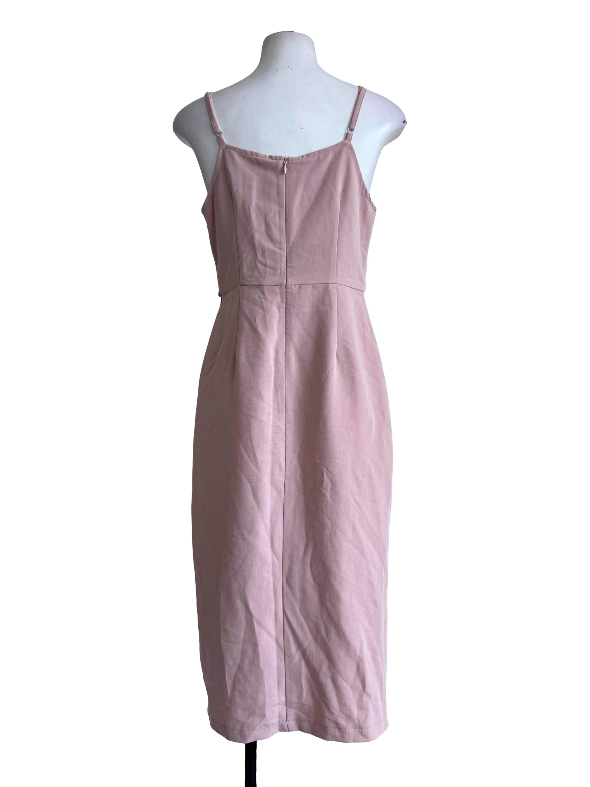 Soft Blush V Neck Dress