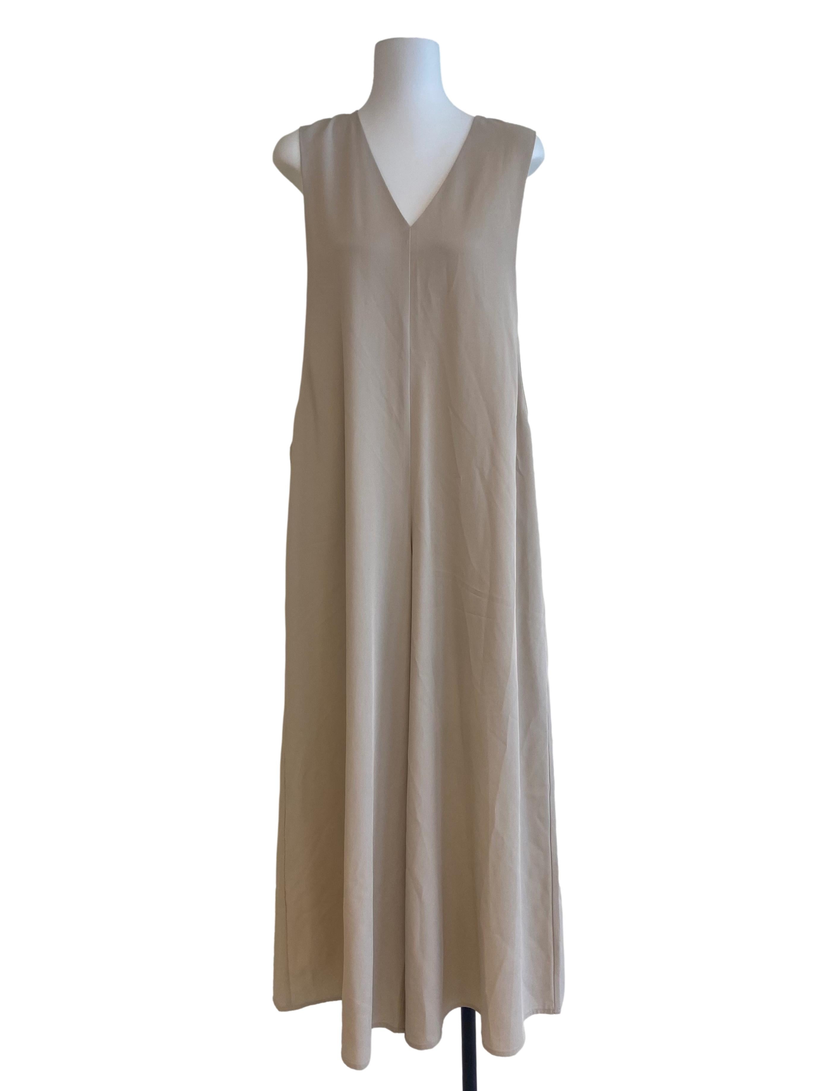 Lace Beige Sleeveless Long Jumpsuit