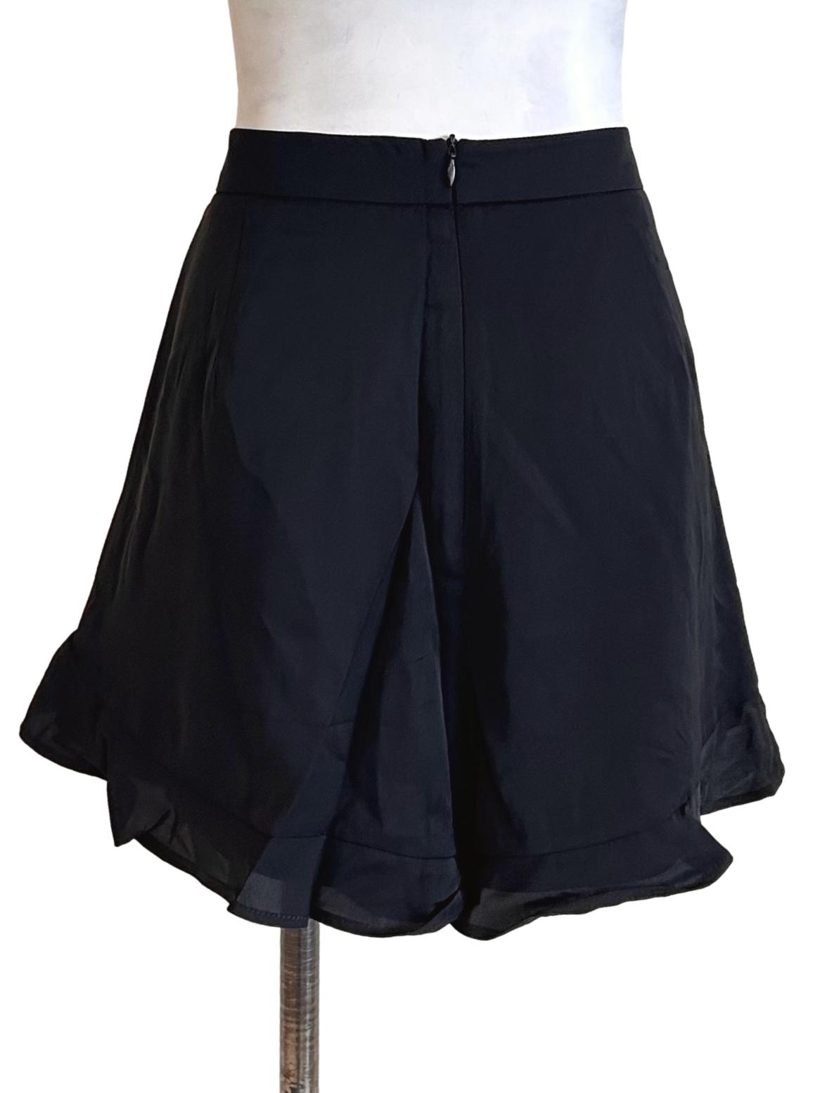 Black High Waist Side Ruffle Shorts
