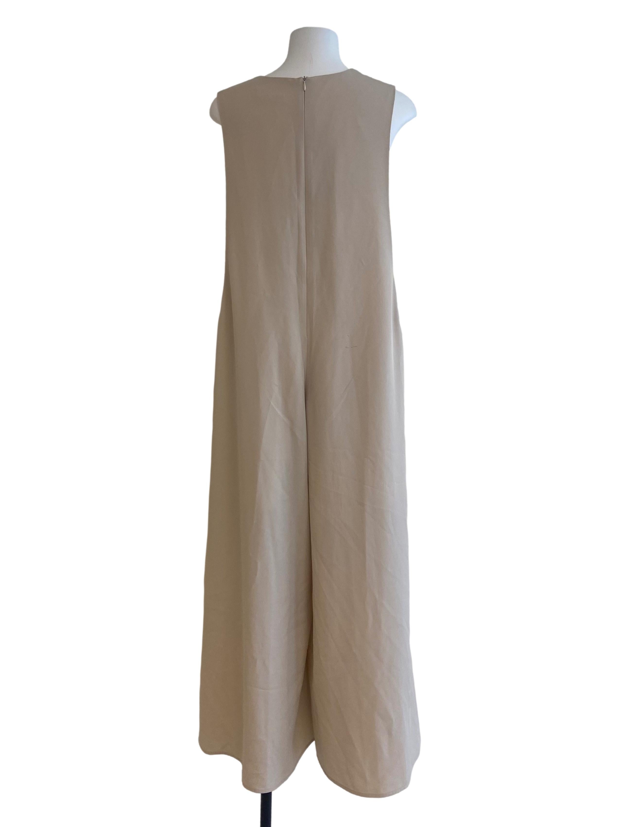 Lace Beige Sleeveless Long Jumpsuit