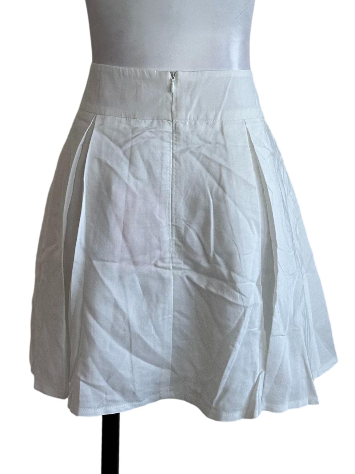 Salt White Ribbon Box Pleated Skorts
