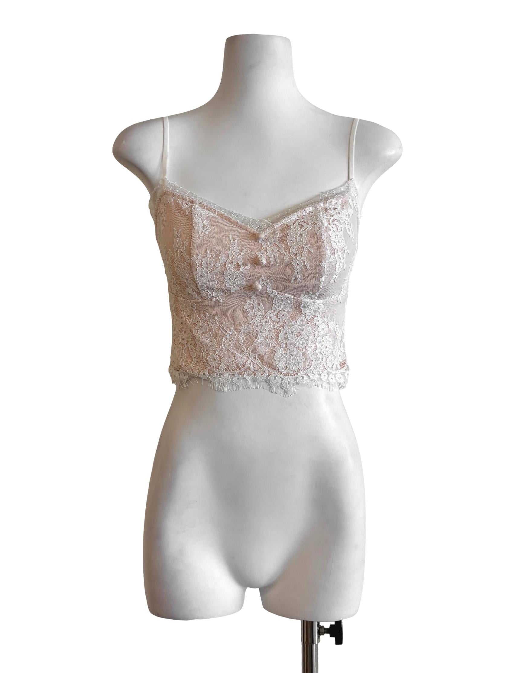 Nude White Lace Sweetheart Camisole