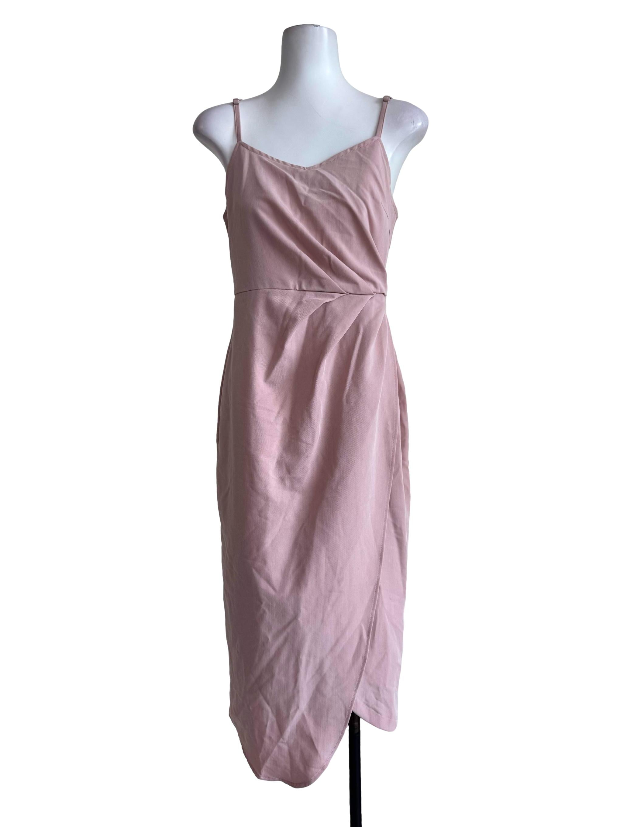 Soft Blush V Neck Dress