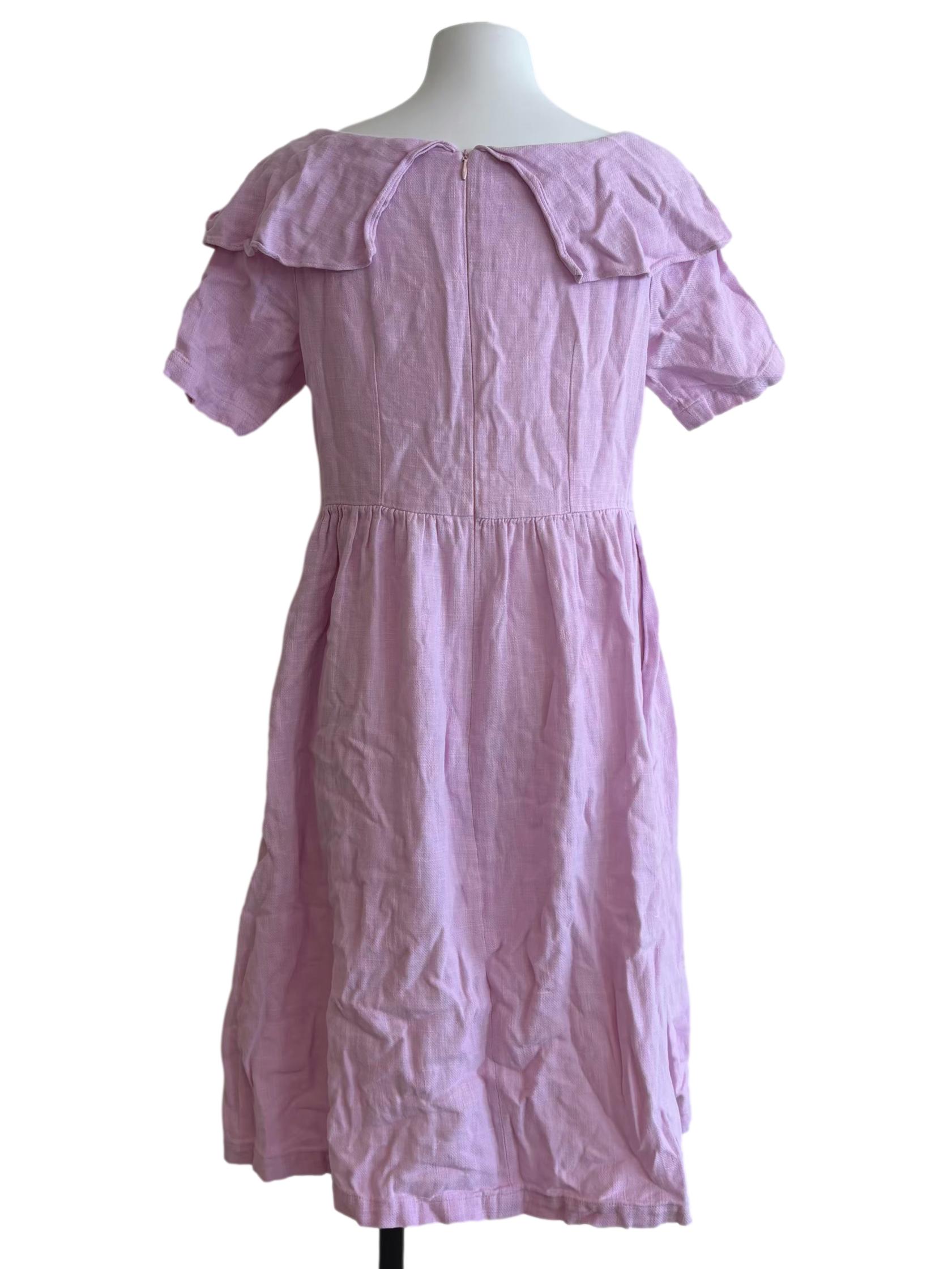 Lilac Pink Linen Ruffle Dress CSN