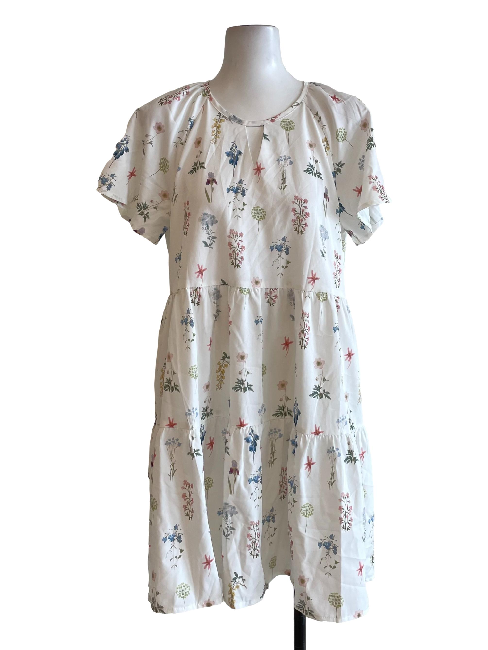 Daisy White Floral Tent Dress