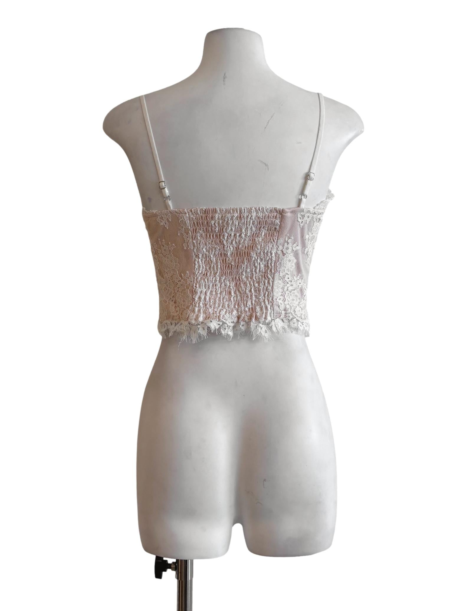 Nude White Lace Sweetheart Camisole