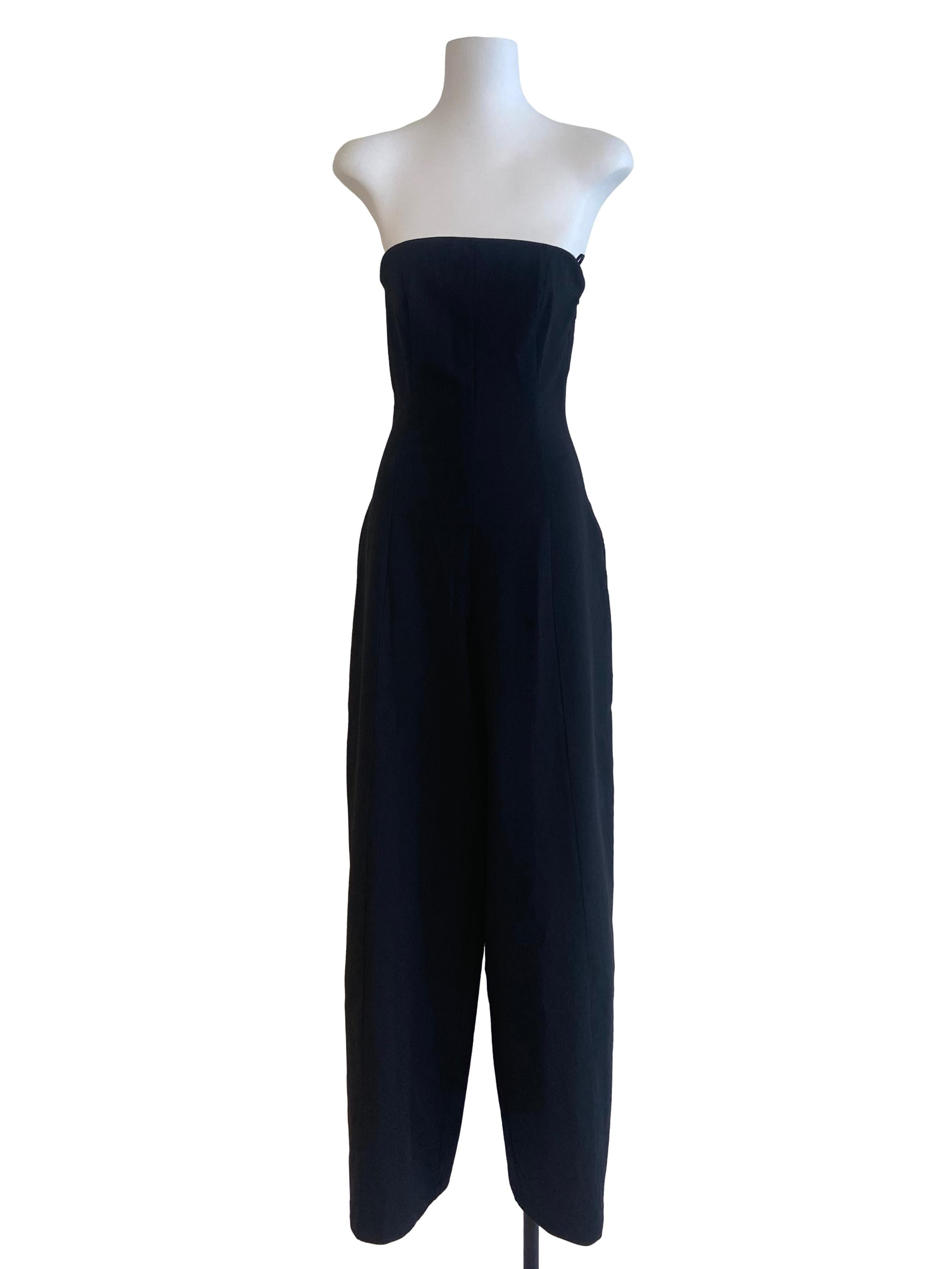 Black Strapless Twill Jumpsuit