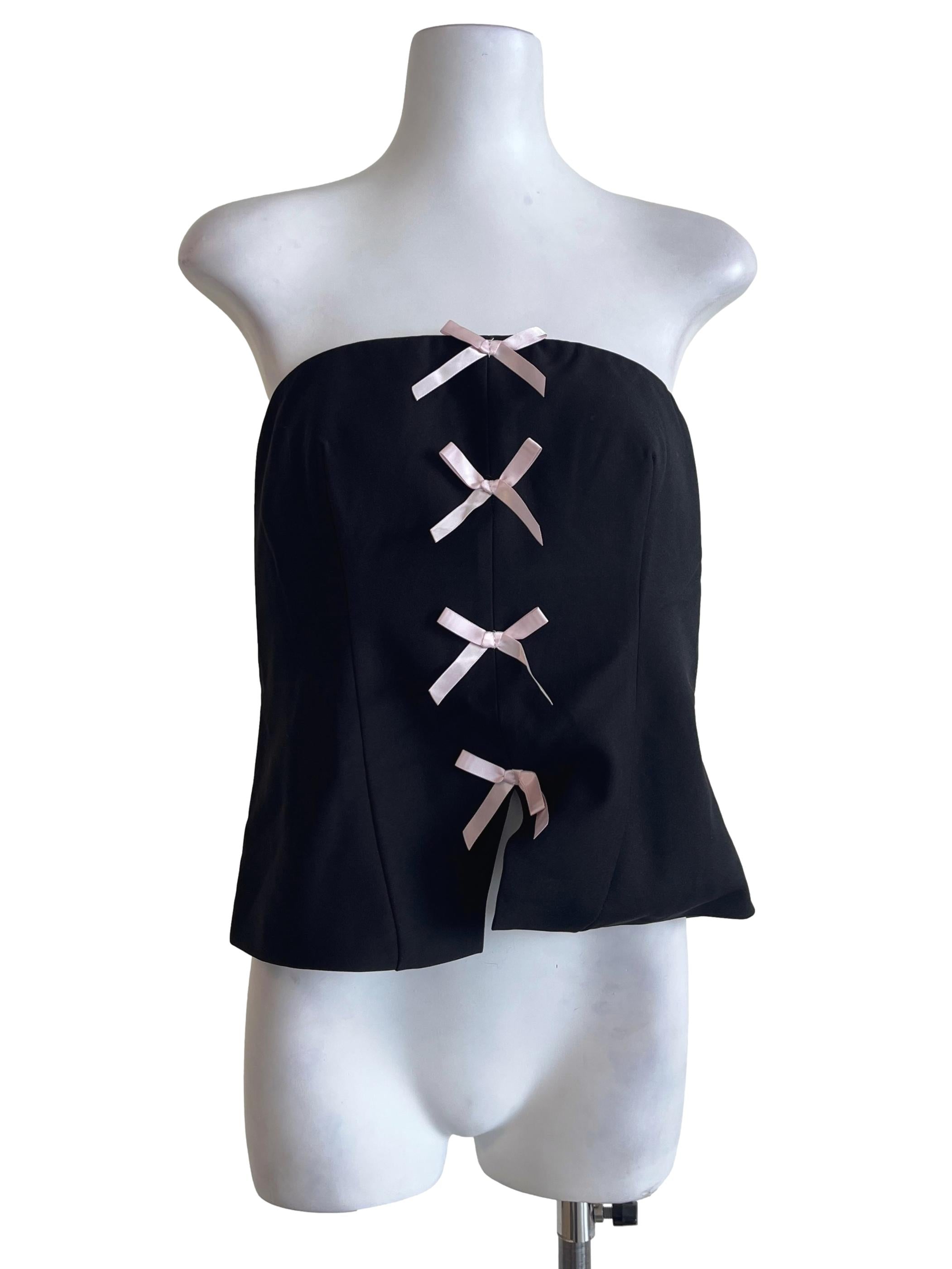 Ink Black Ribbon Strapless Top