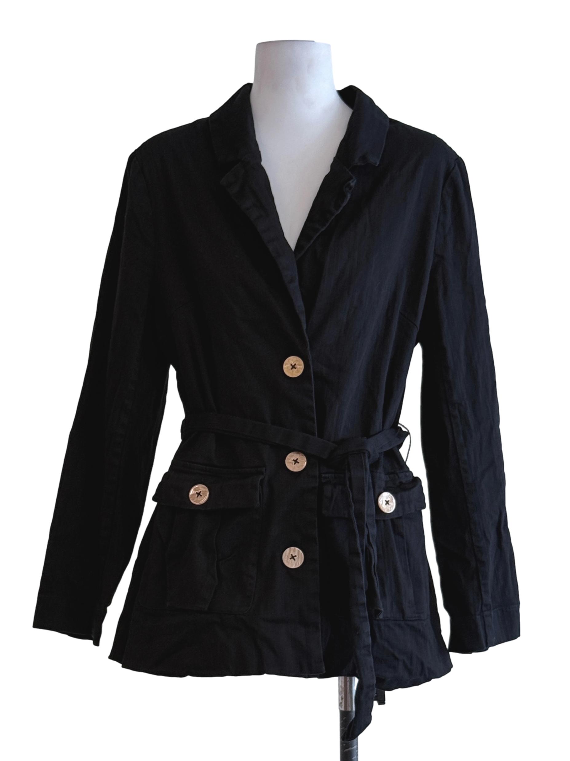 Black Denim Wrap Coat