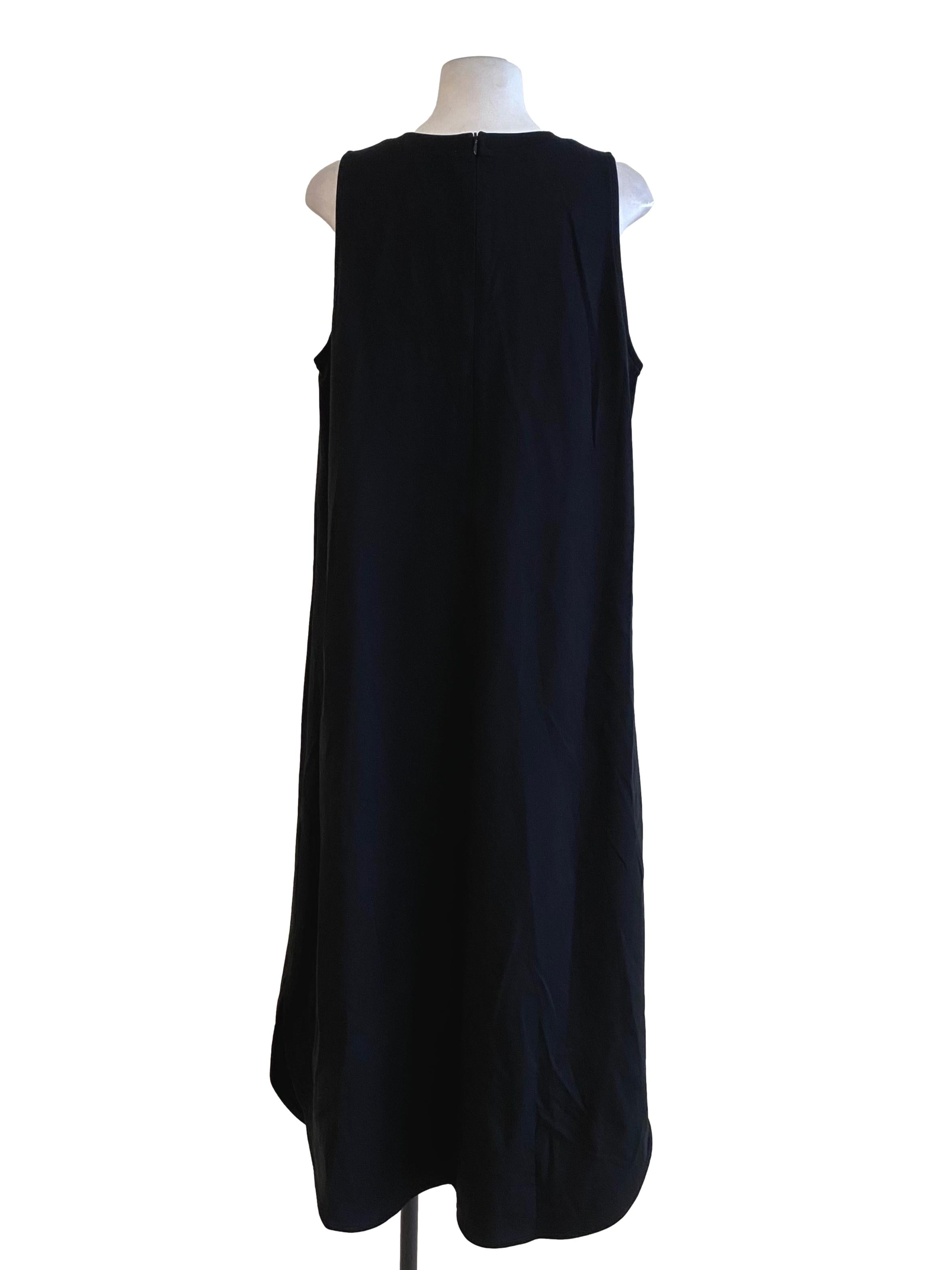 Midnight Black Sleeveless Jewel Shift Dress