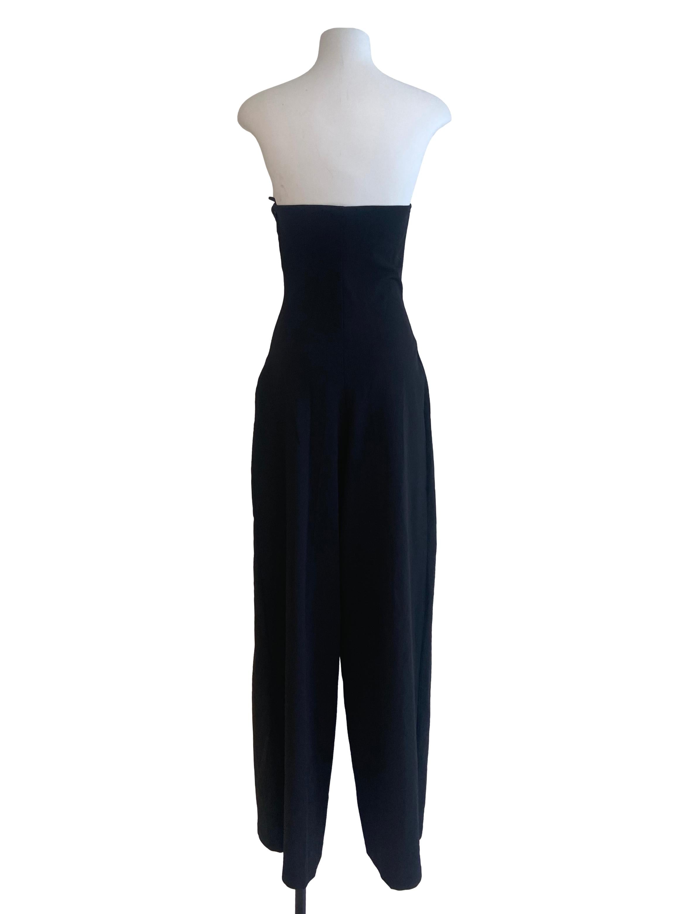 Black Strapless Twill Jumpsuit