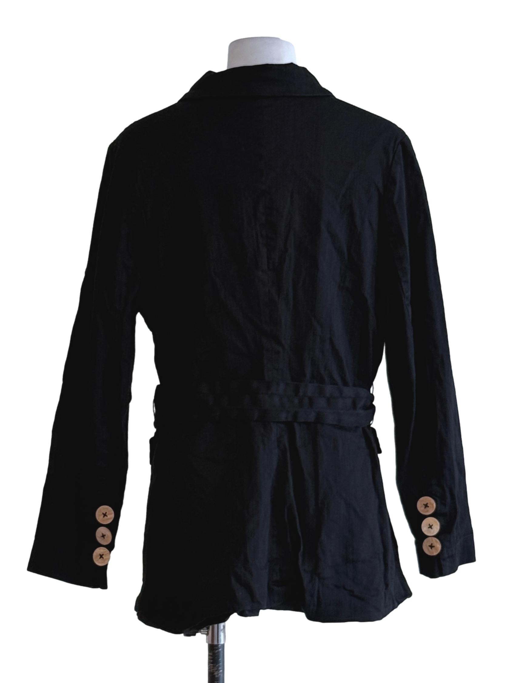 Black Denim Wrap Coat
