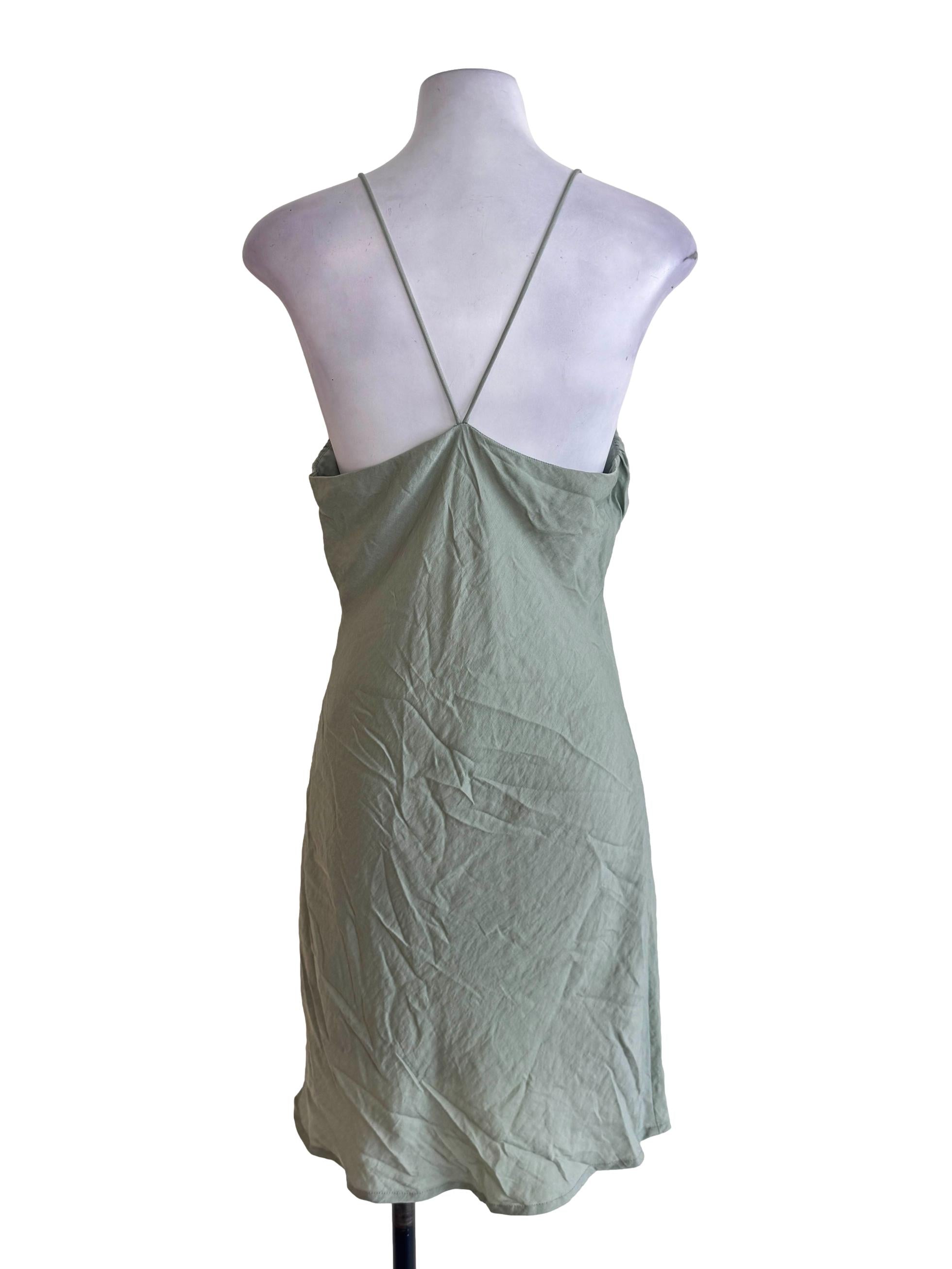 Green Pleated Sleeveless Dress