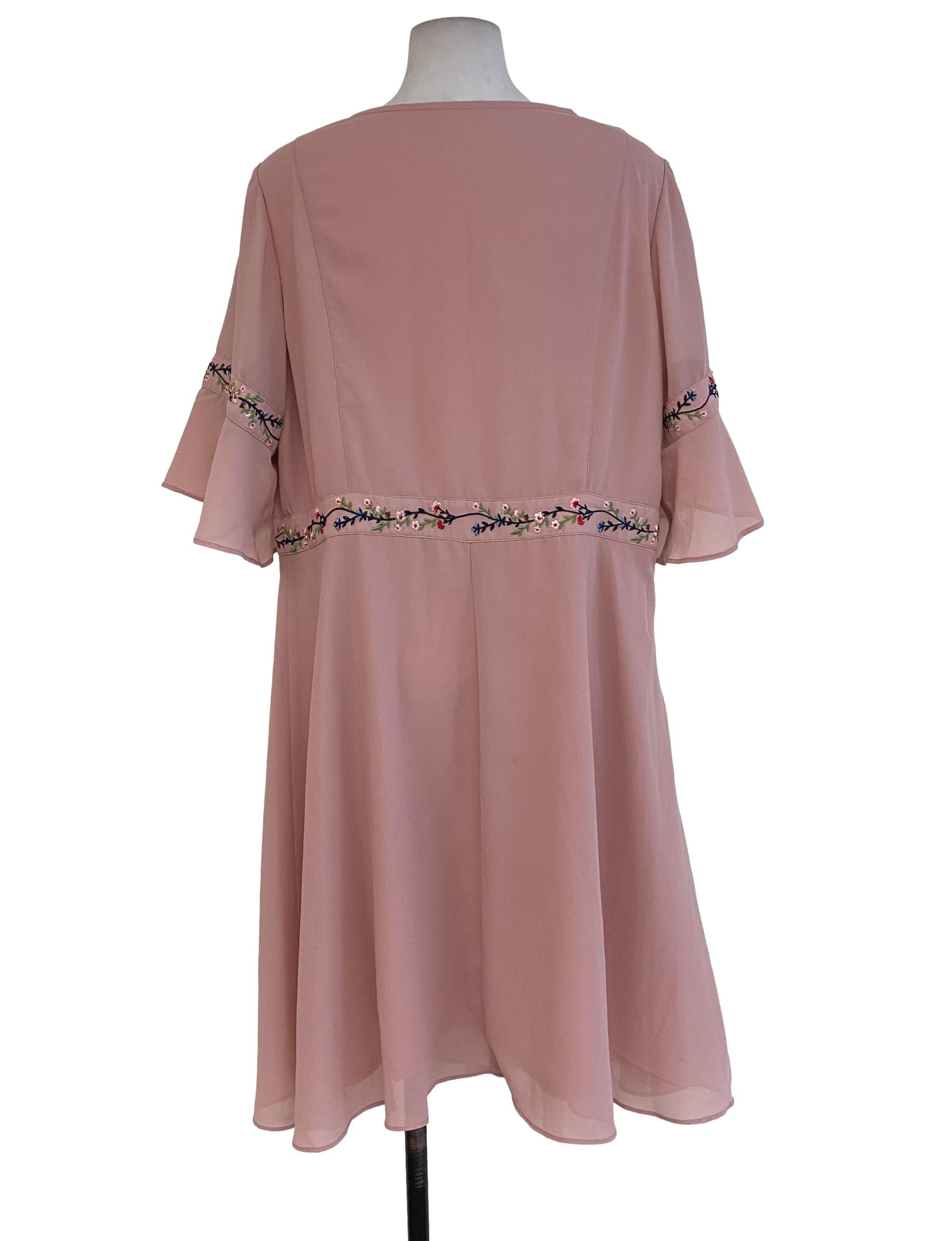 Pink Embroidered Sheath Dress