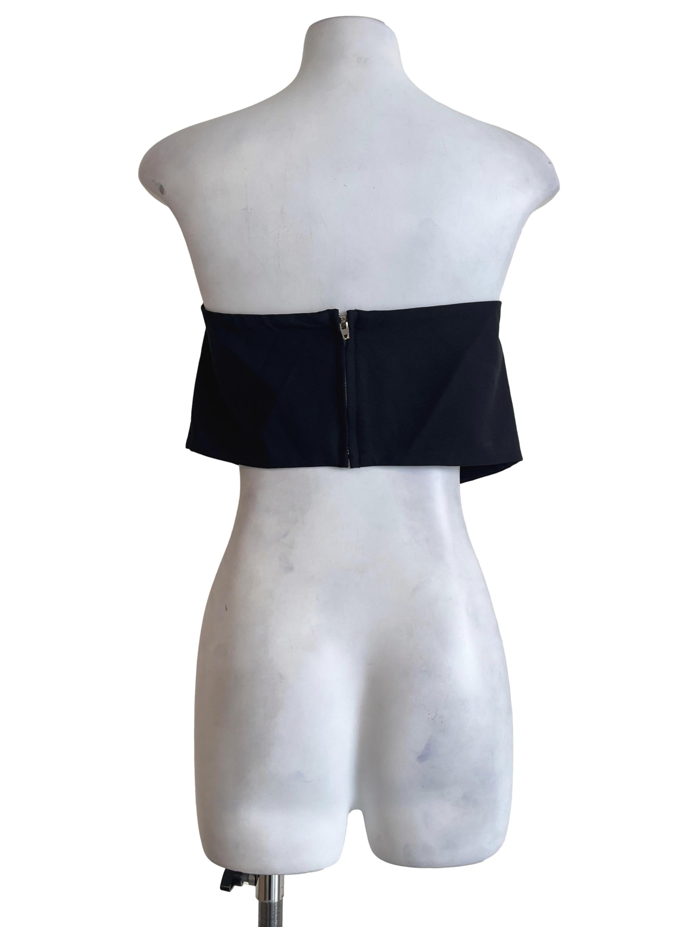 Ink Black Strapless White Bow Top