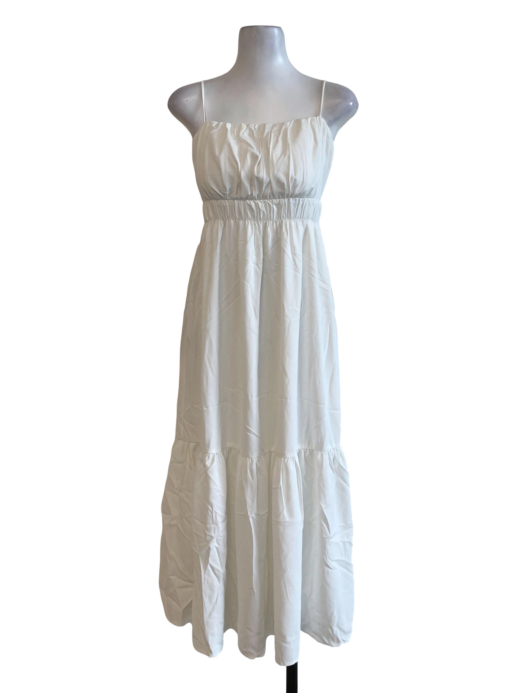Plain White Tiered Dress