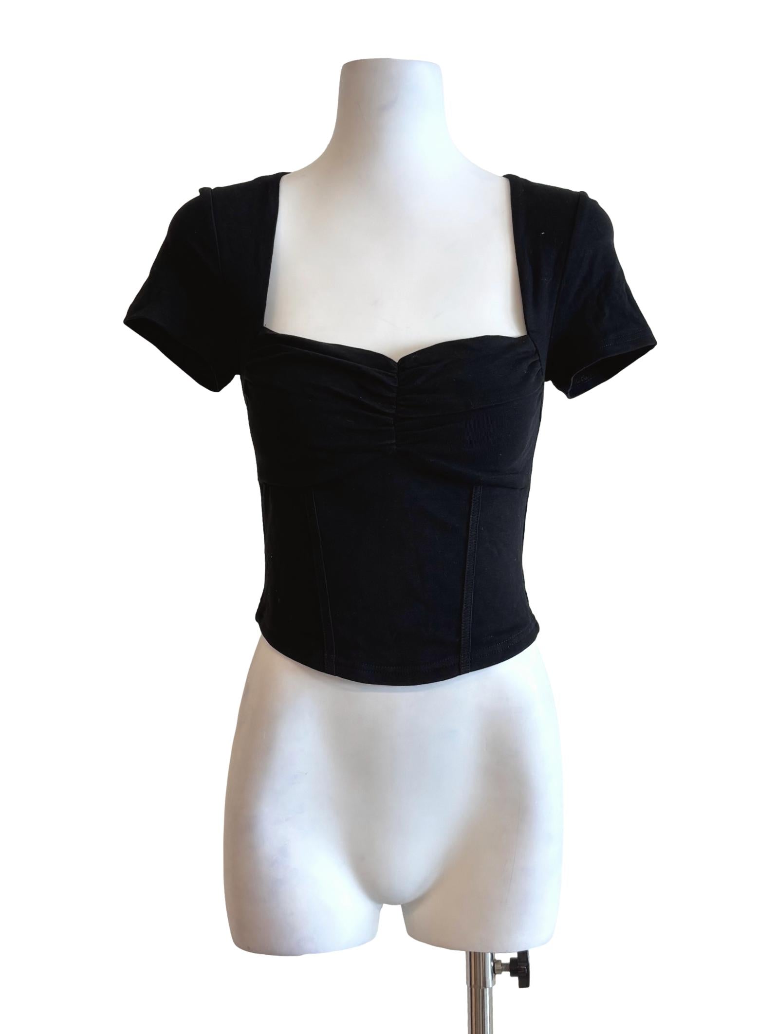 Jet Black Queen Anne Corset Tank Top