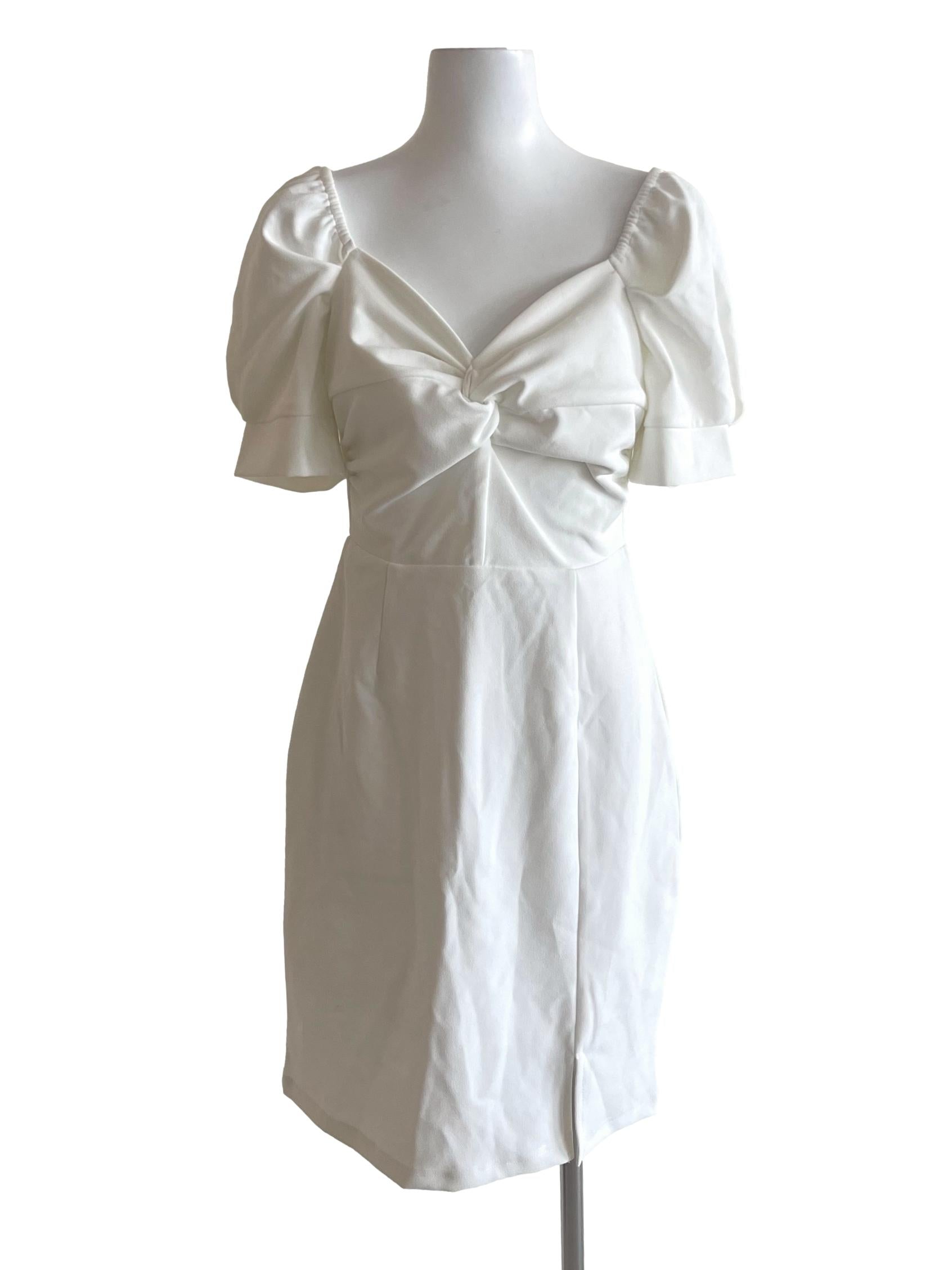 White Peasant Sleeve Mini Dress