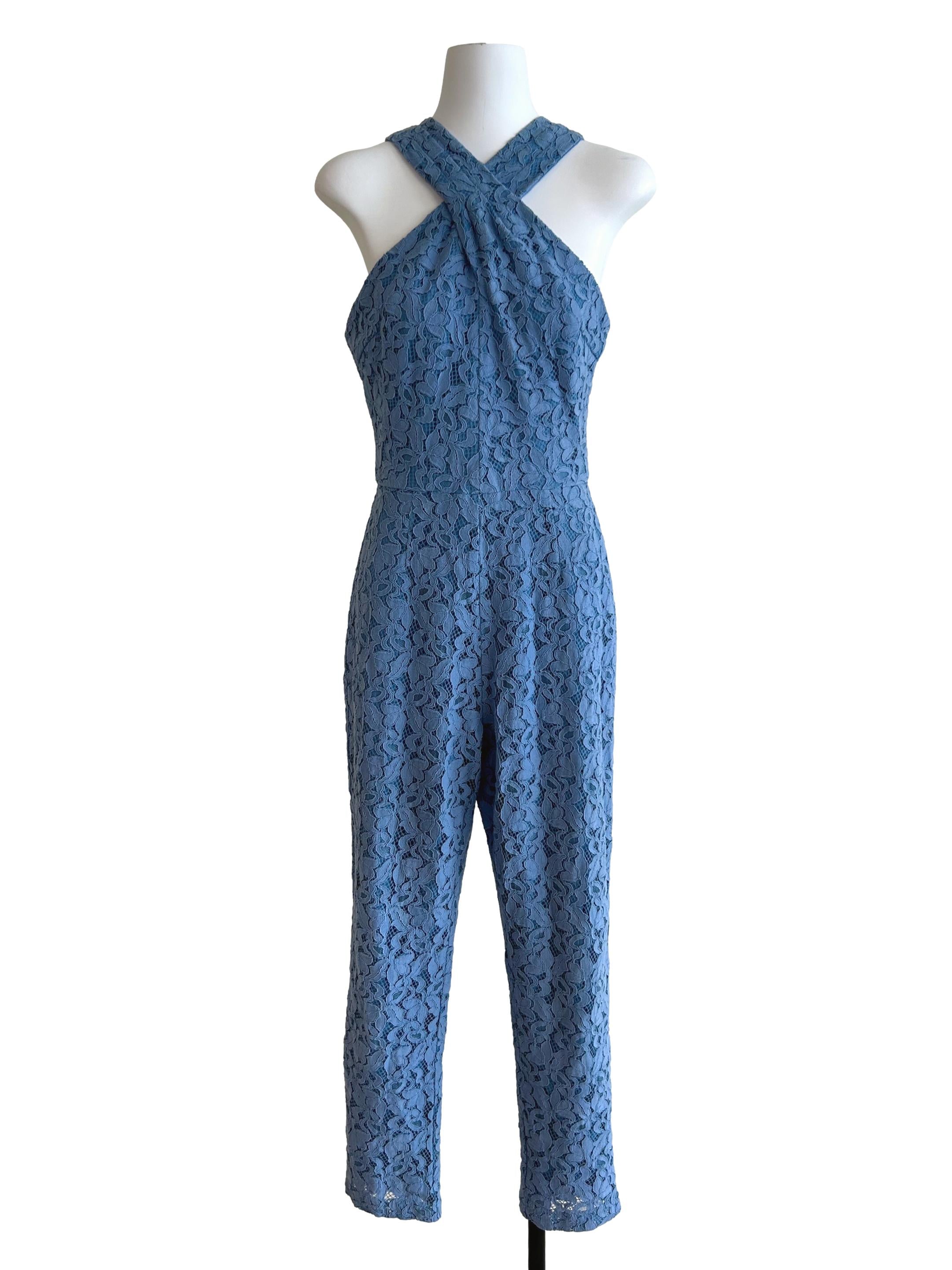 Sky Blue Embroidered Jumpsuits