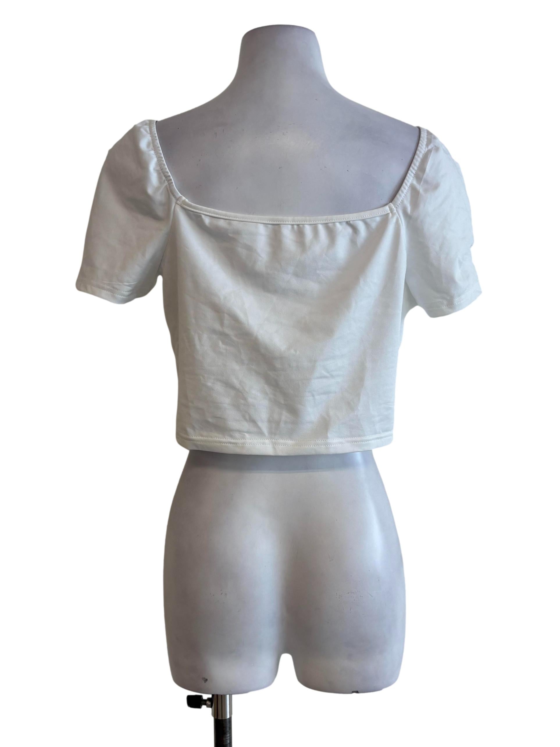 White Pleated Babydoll Crop Top