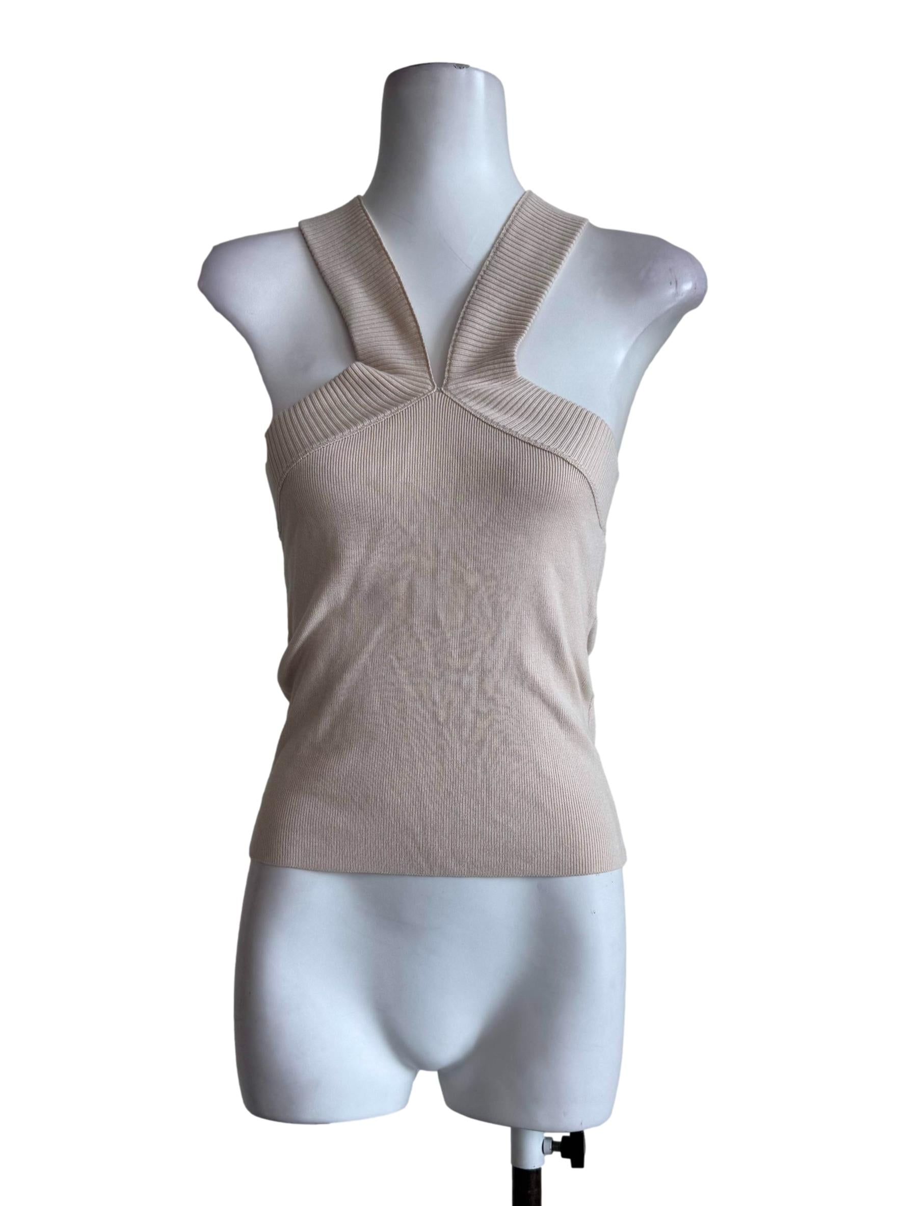 Textured Beige Sleeveless Top