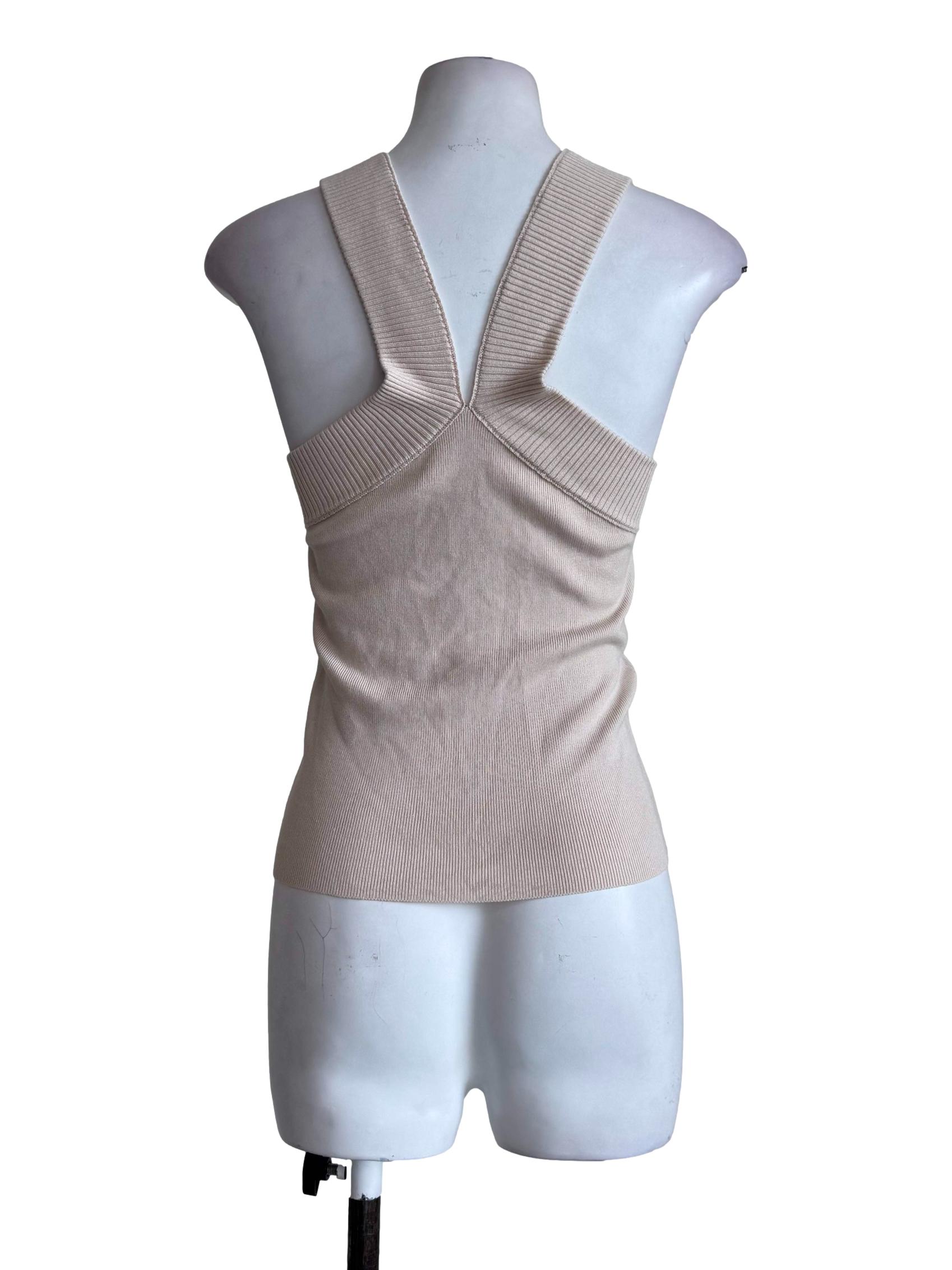 Textured Beige Sleeveless Top
