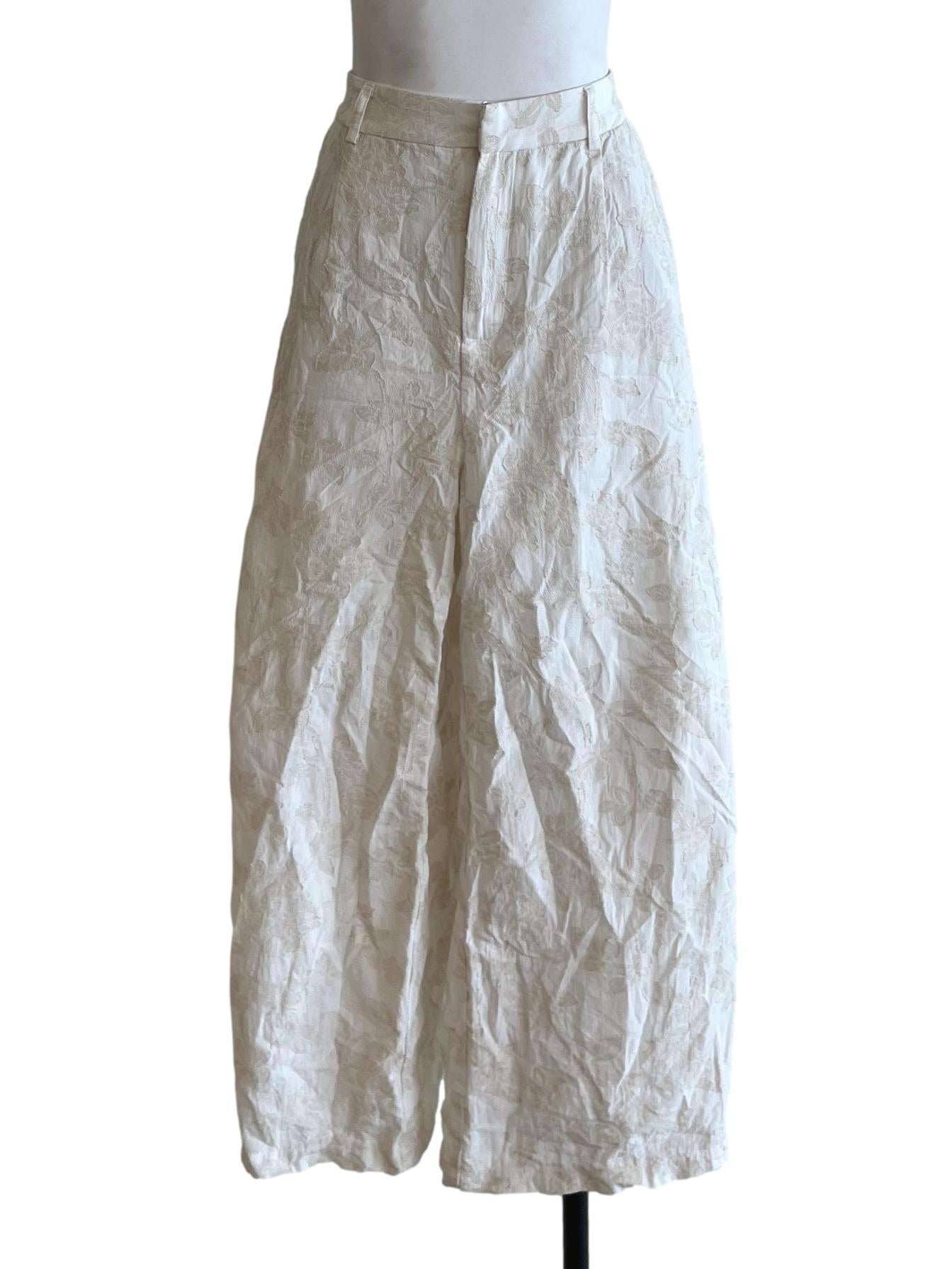 White High-Waisted Wide-Leg Pants