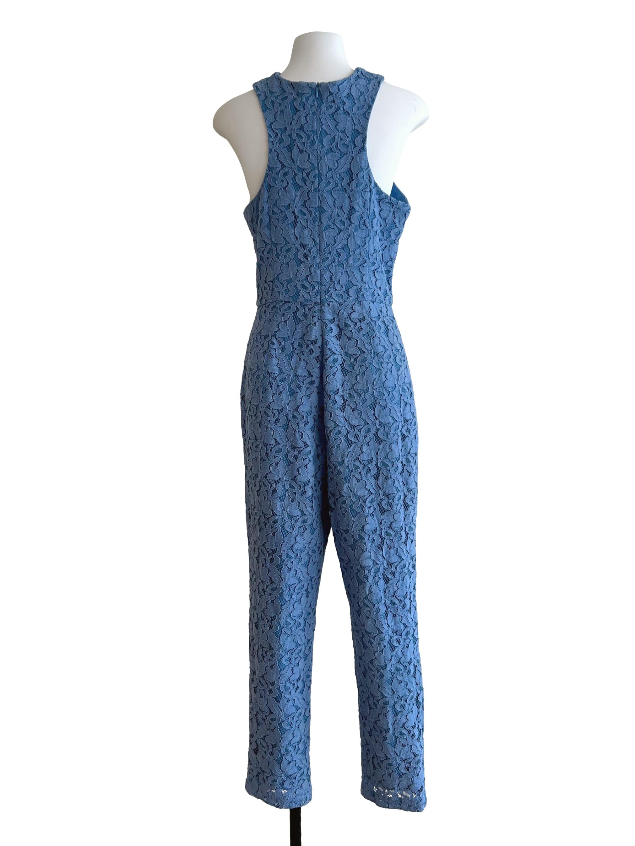 Sky Blue Embroidered Jumpsuits