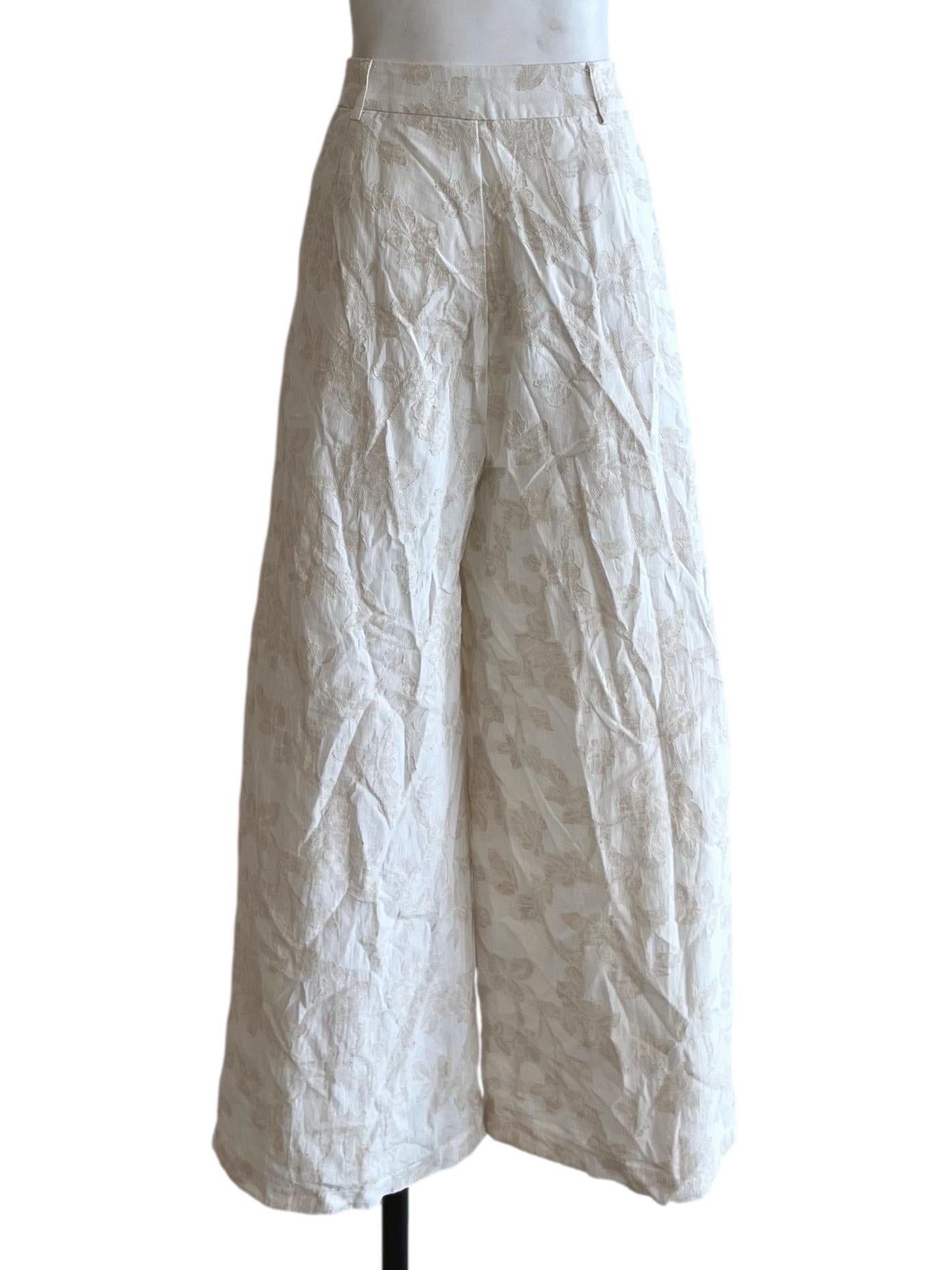 White High-Waisted Wide-Leg Pants