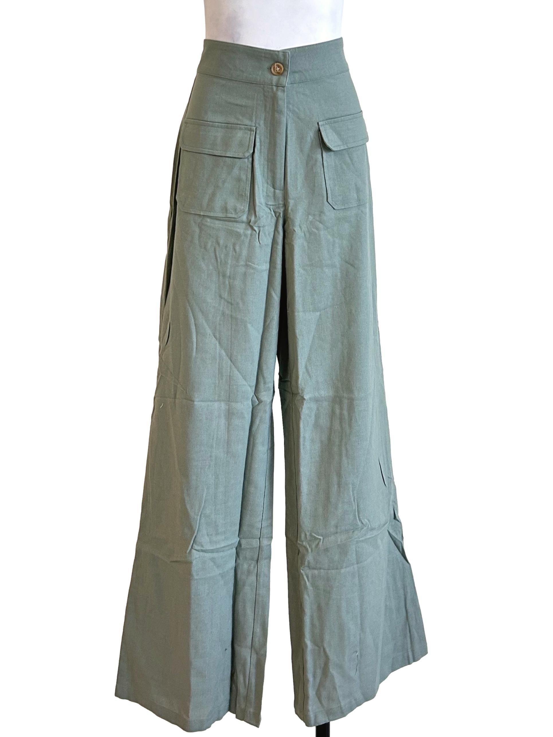 Sage Green High Waist Utility Pants YHF