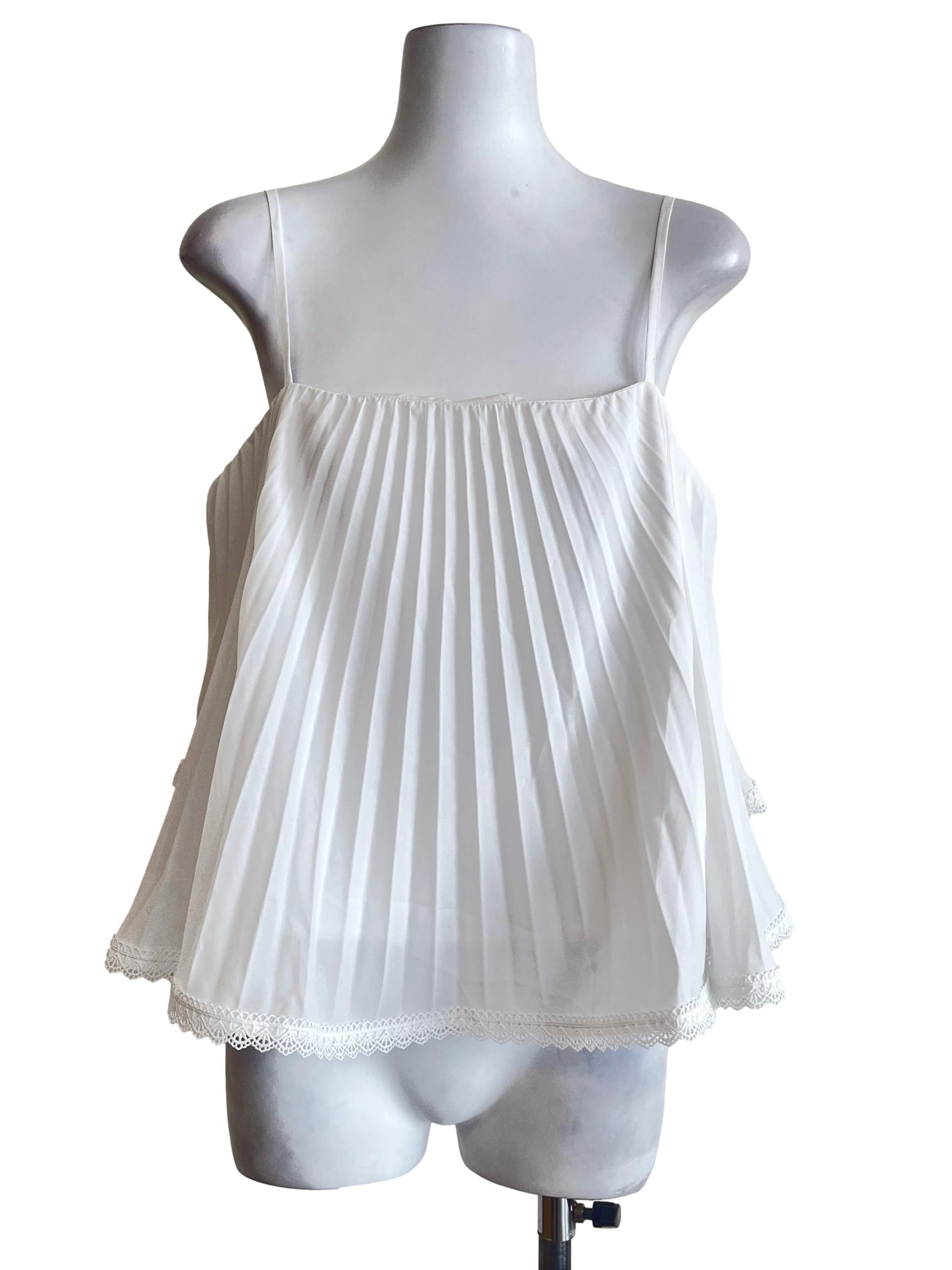 Daisy White Square Pleated Top