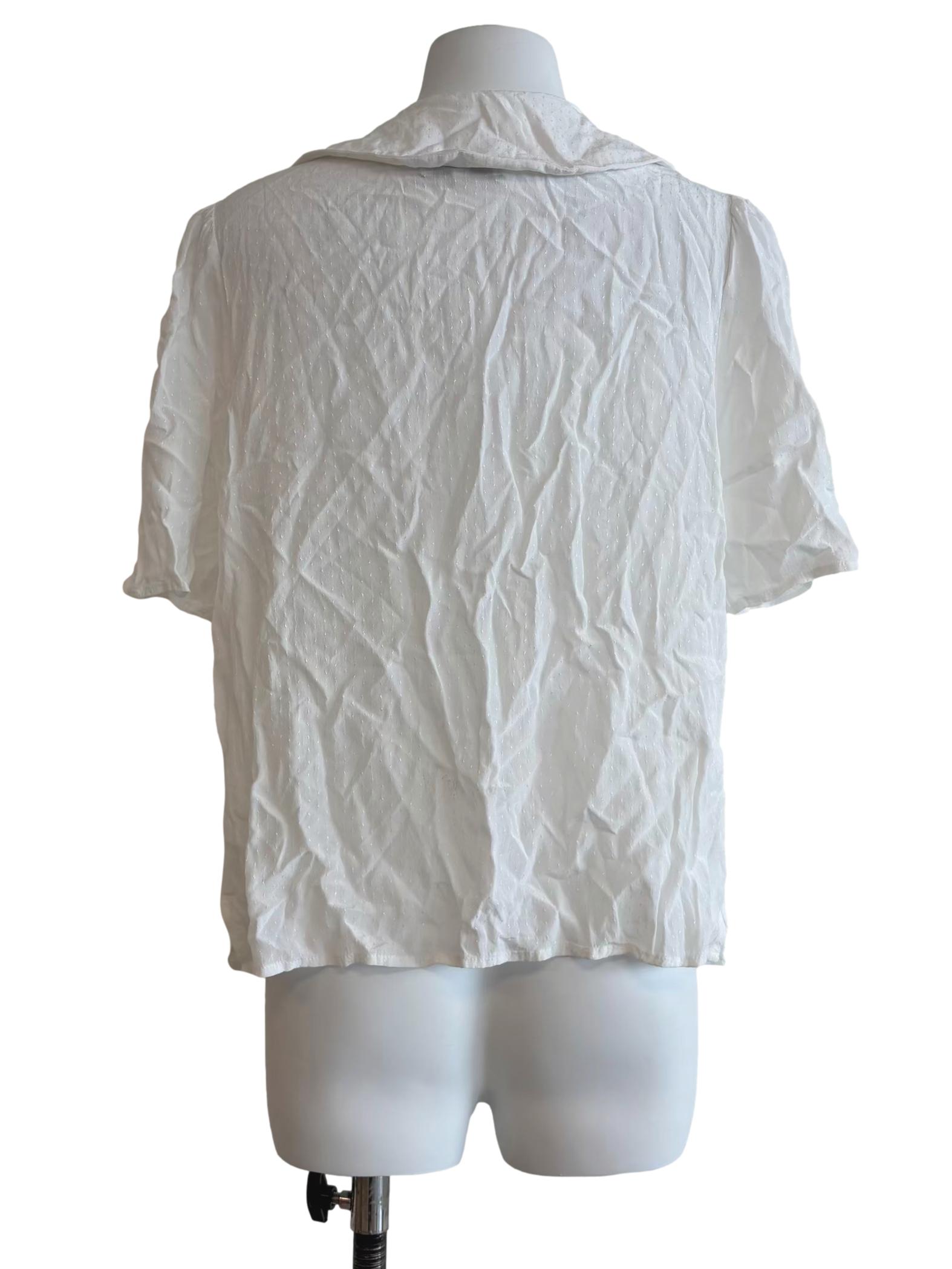 Powder White Ruffle Buttoned Top CSN