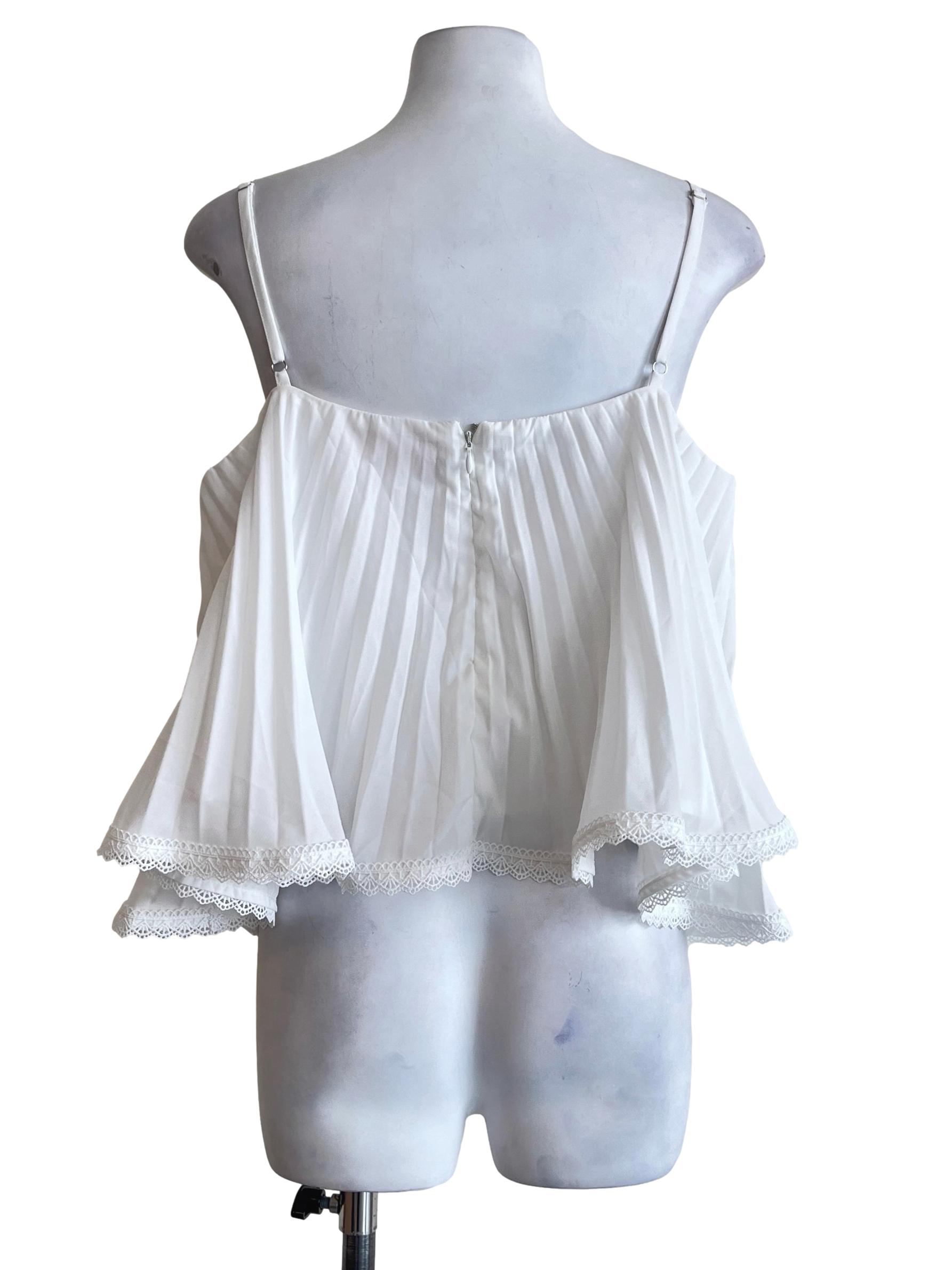 Daisy White Square Pleated Top