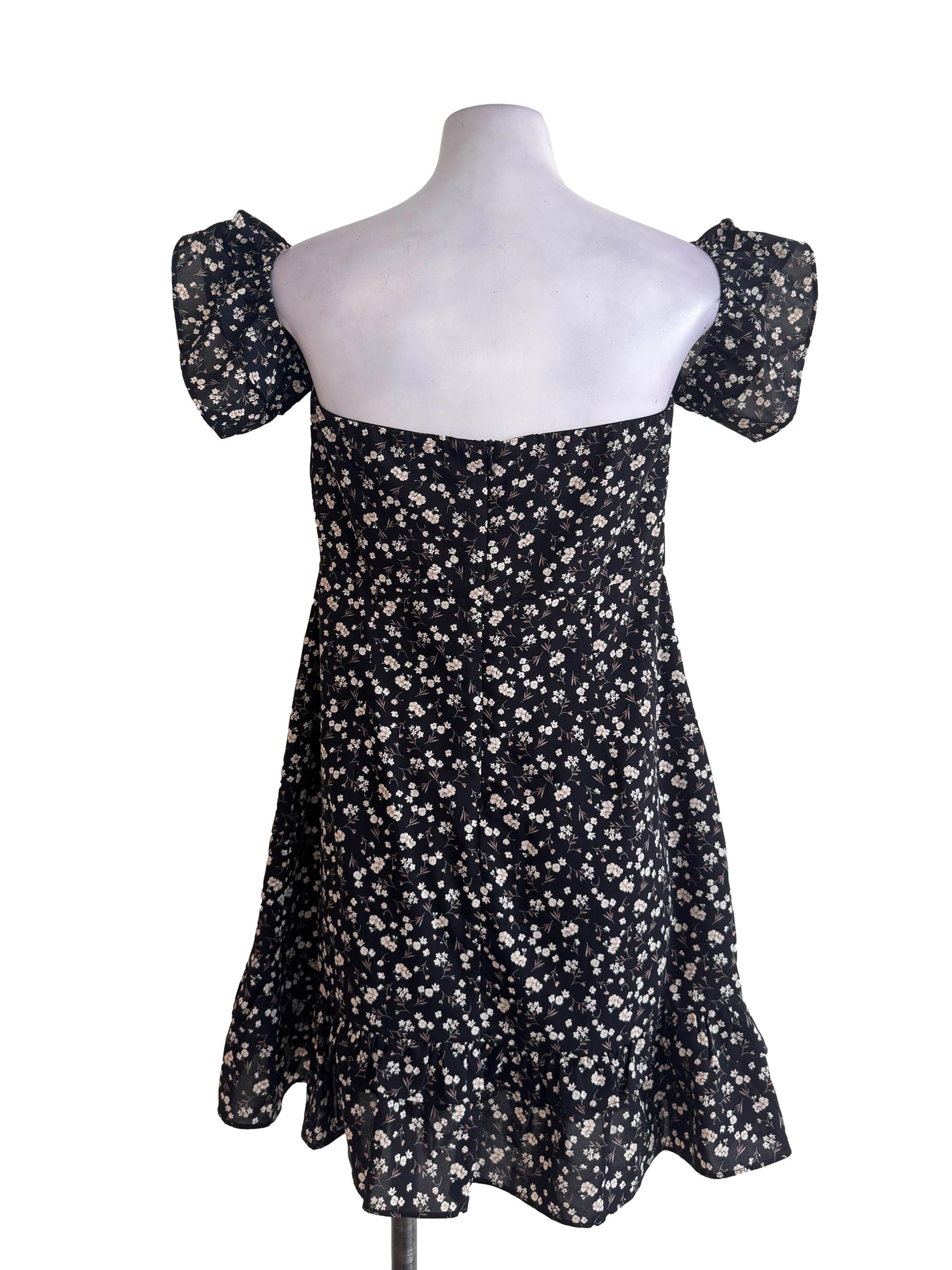 Black Floral Ruffled Rompers