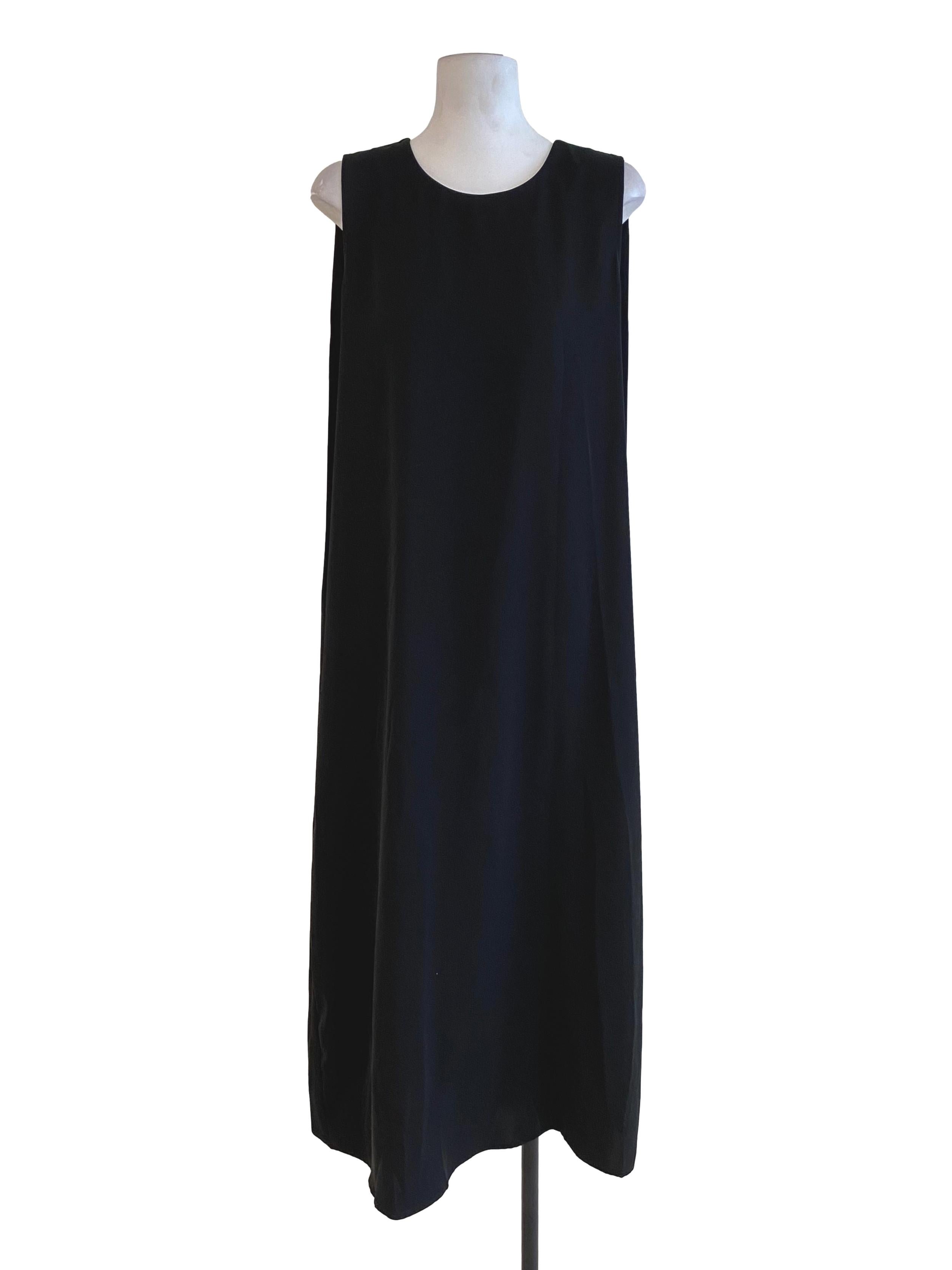 Jade Black Sleeveless Back Slit Dress