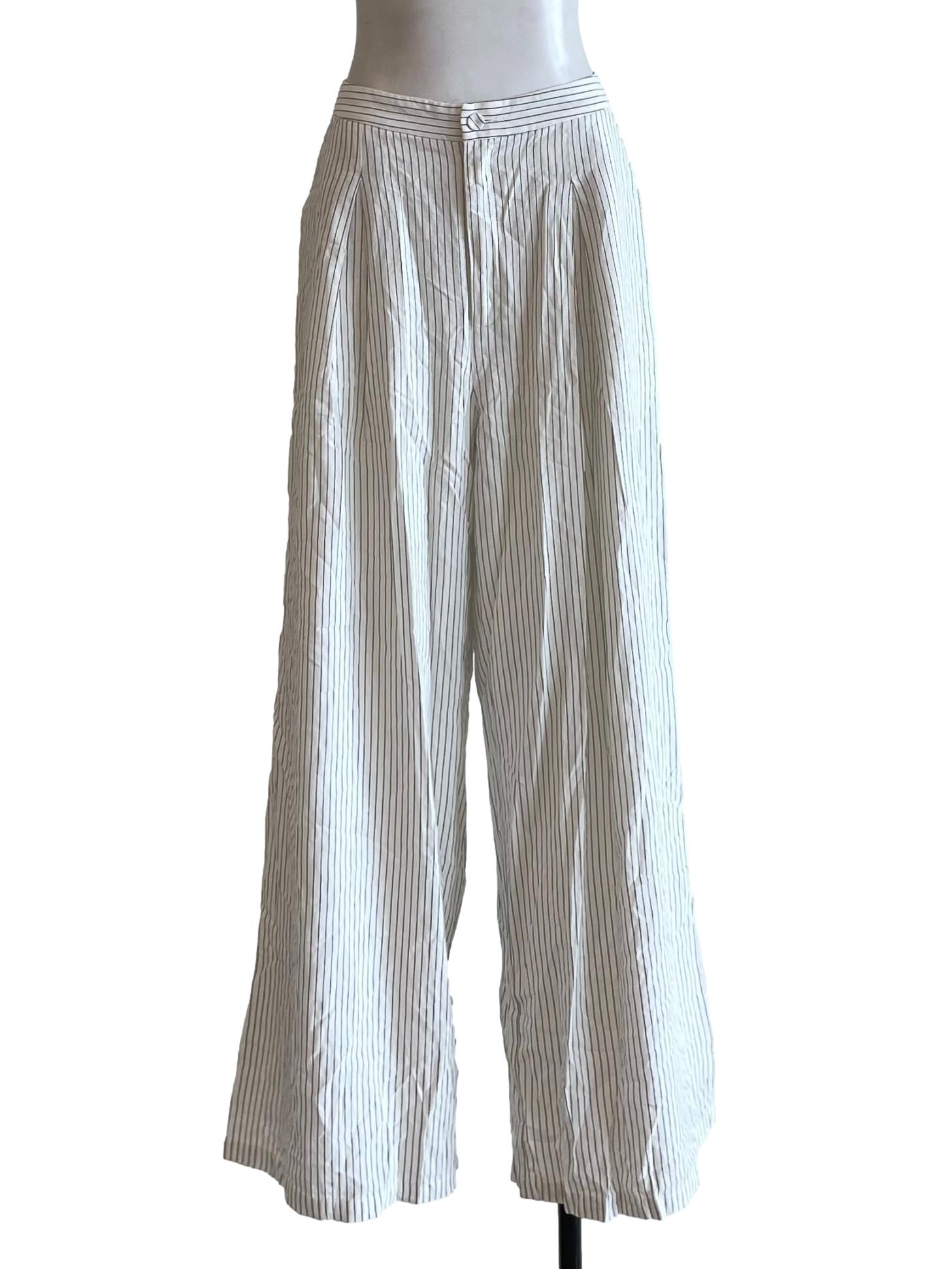 White Chalk Stripe Formal Pants