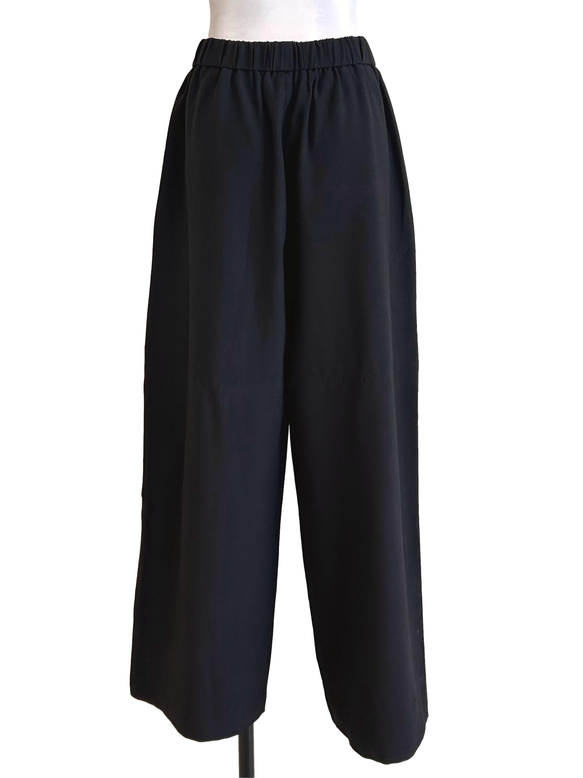 Black High Waist Elastic Band Pants