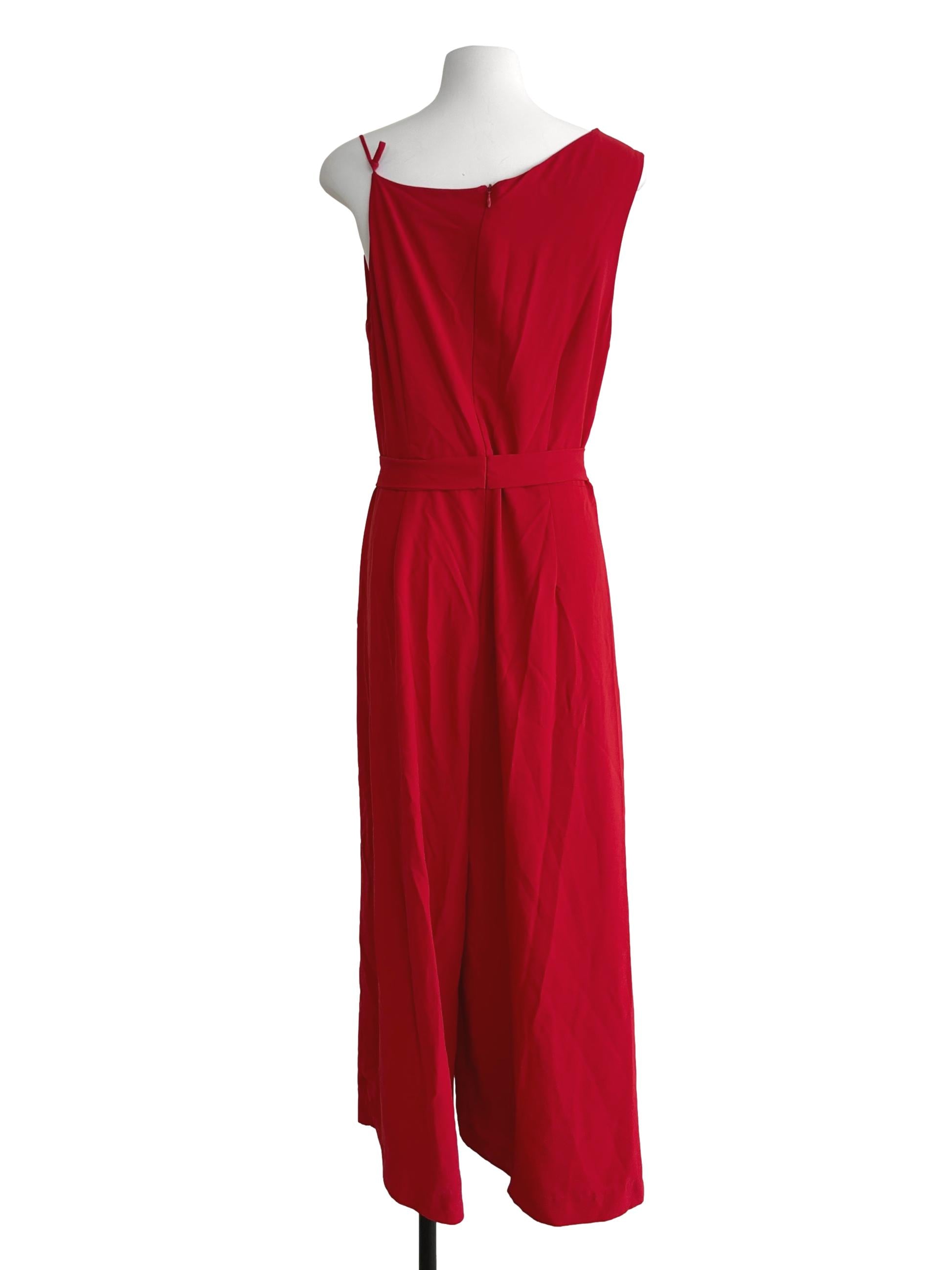 Candy Red Waist Tie Jumpsuits