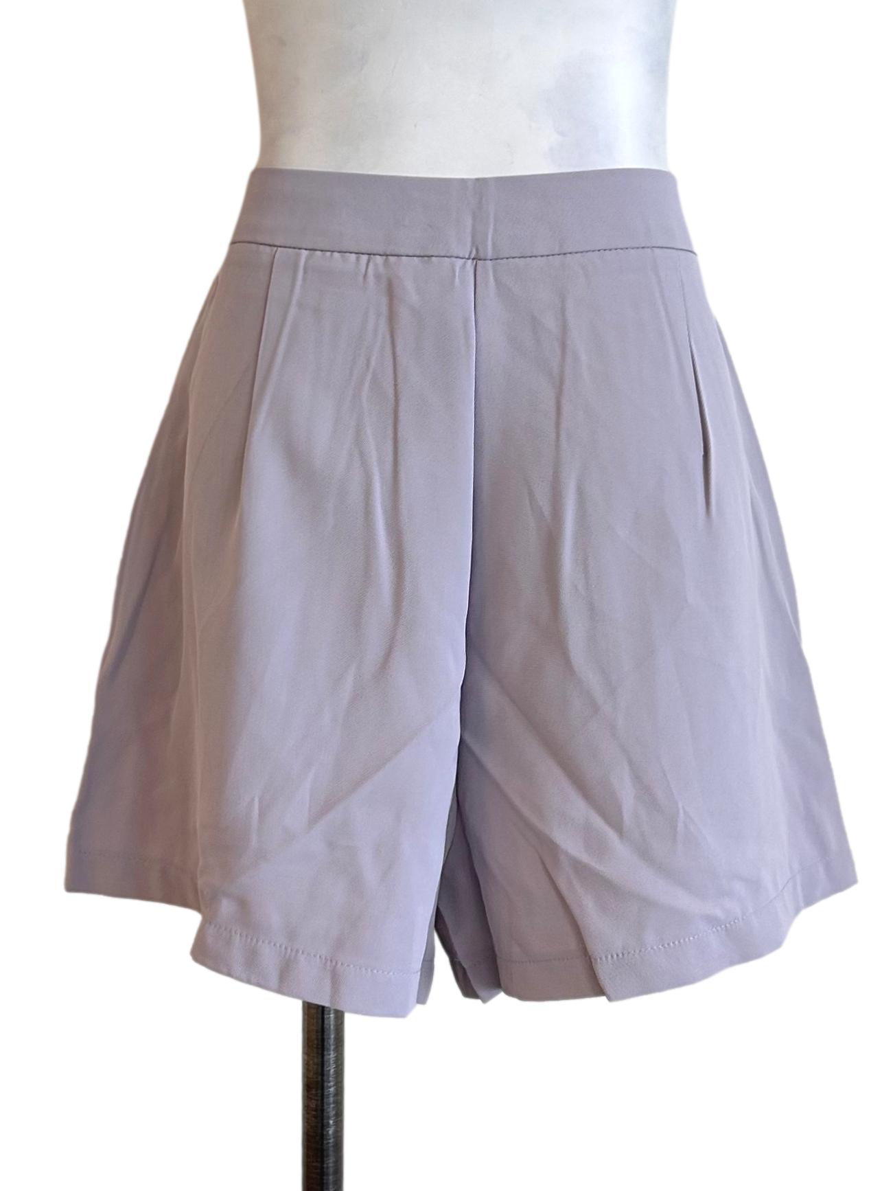 Lavender High Waist Pleated Summer Shorts