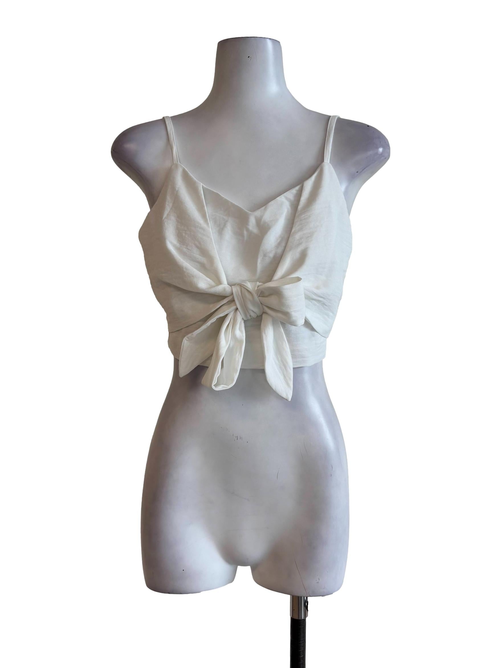 Powder White Tied Front Camisole Top