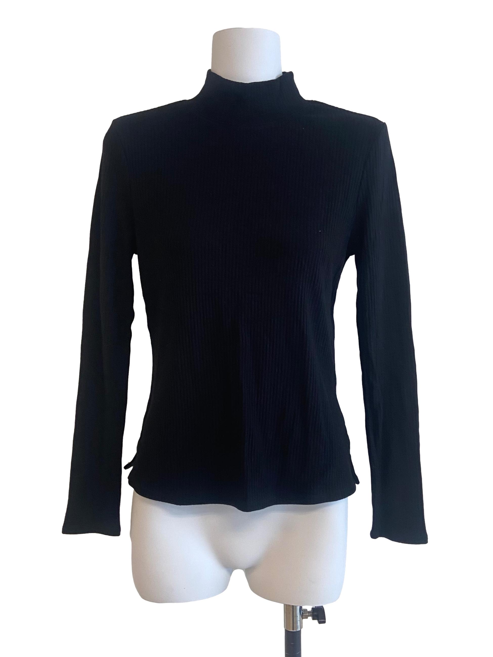 Black Turtle Neck Pencil Stripe Top