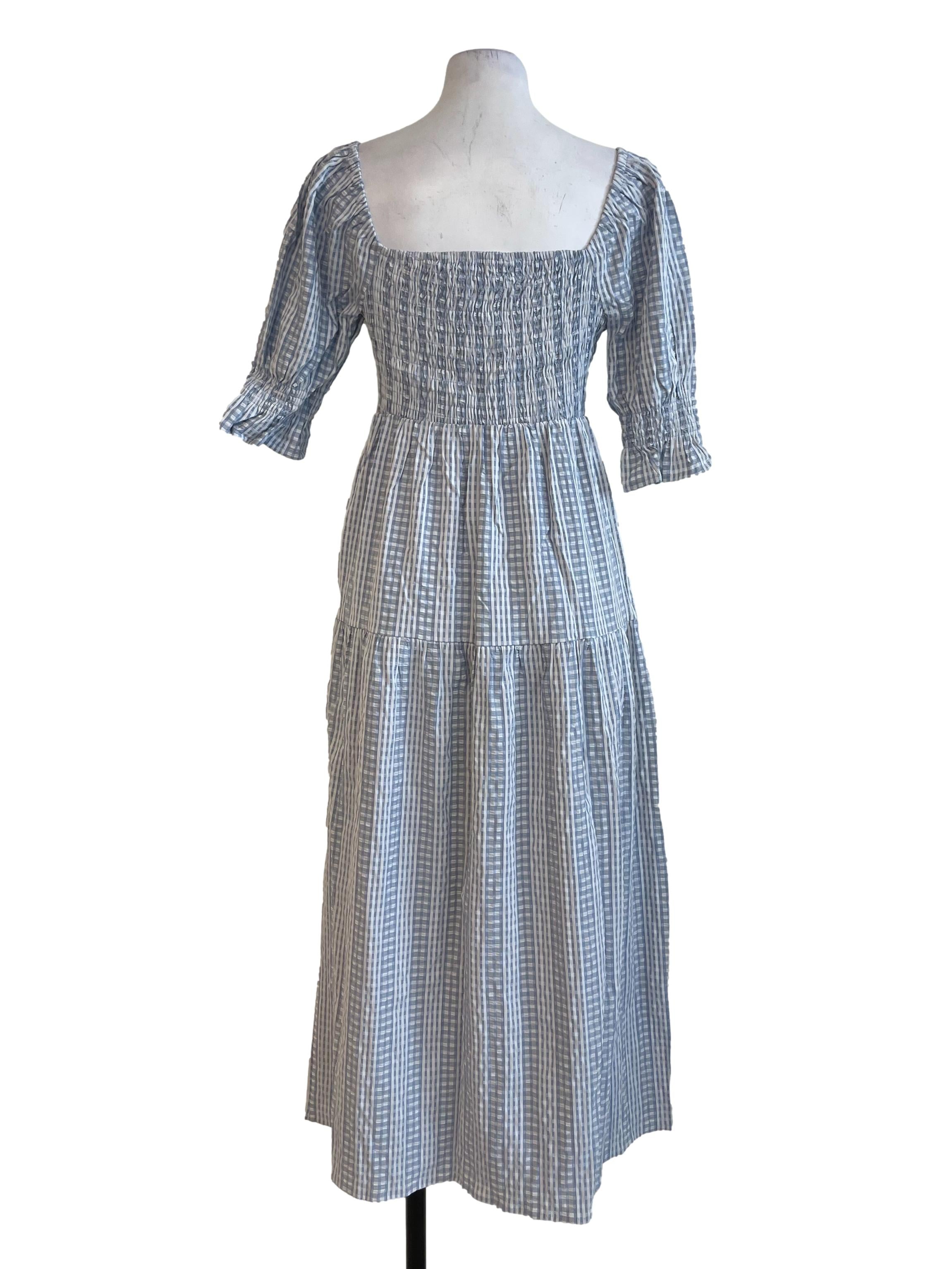 Blue And White Checked Dress