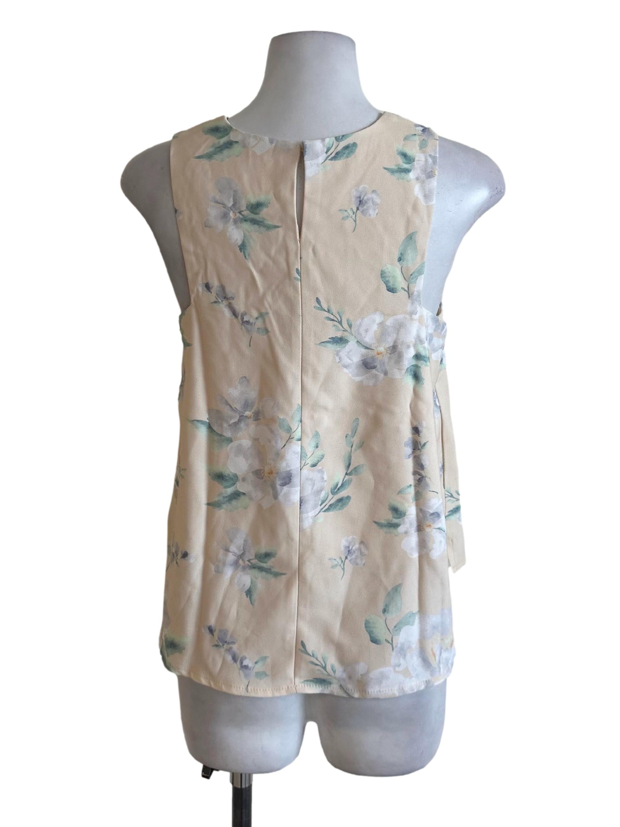 Light Yellow Floral Slit Top