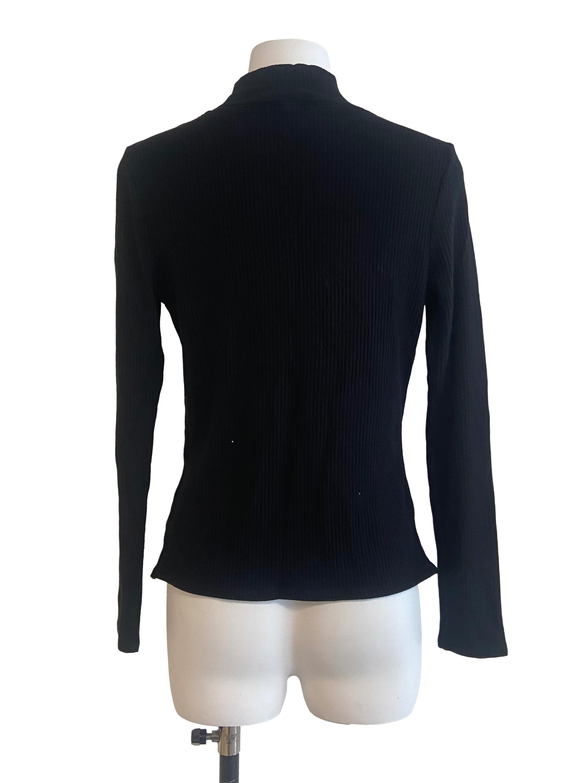 Black Turtle Neck Pencil Stripe Top