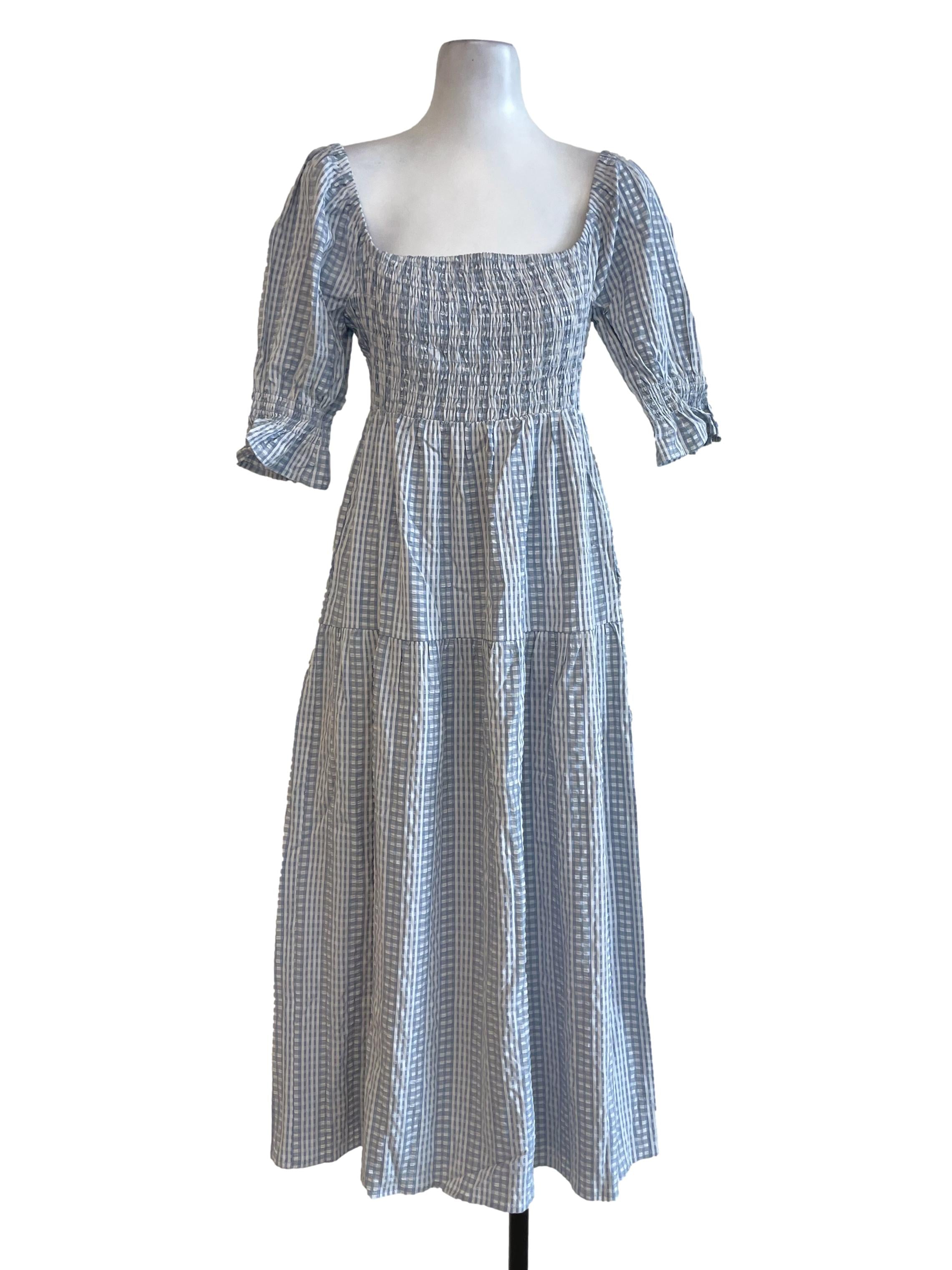 Blue And White Checked Dress