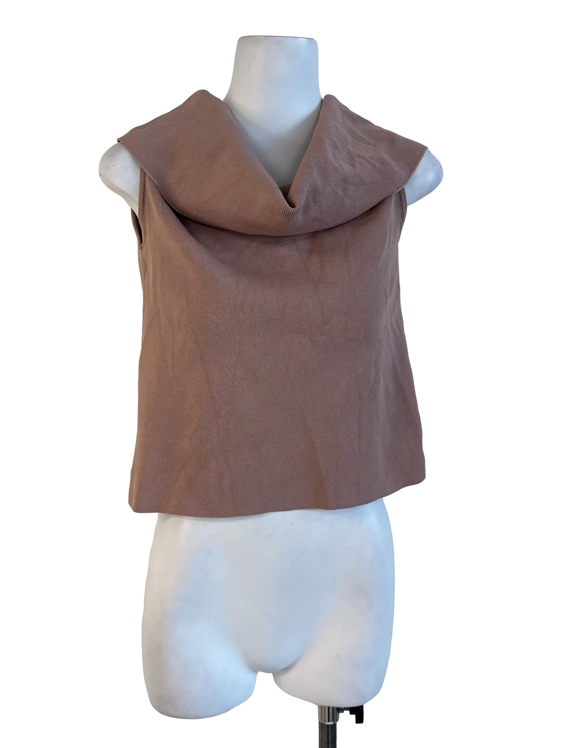 Dusty Brown Knit Sleeveless Top