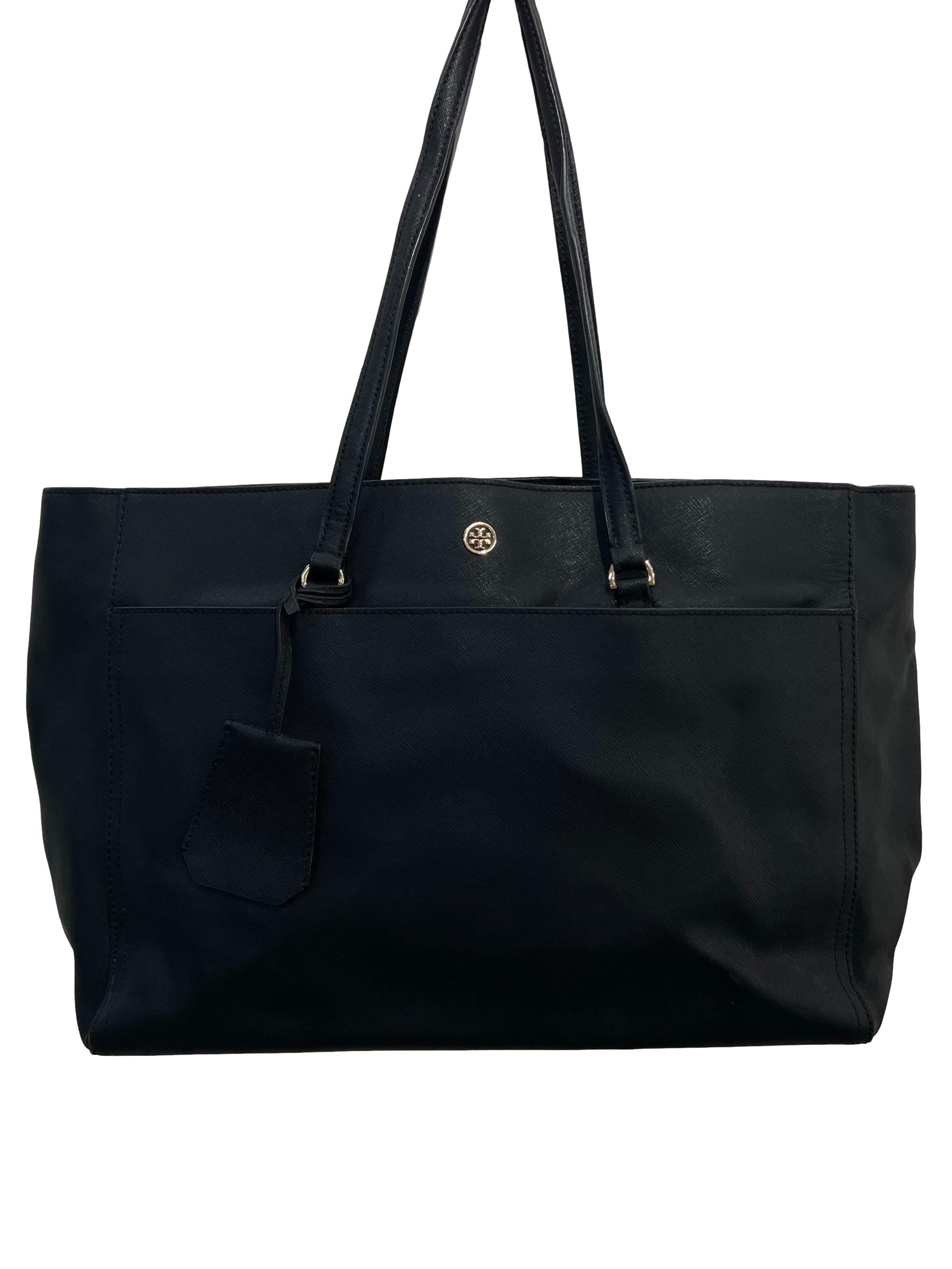 Womens Black Double Handle Inner Pocket Shoulder Bag