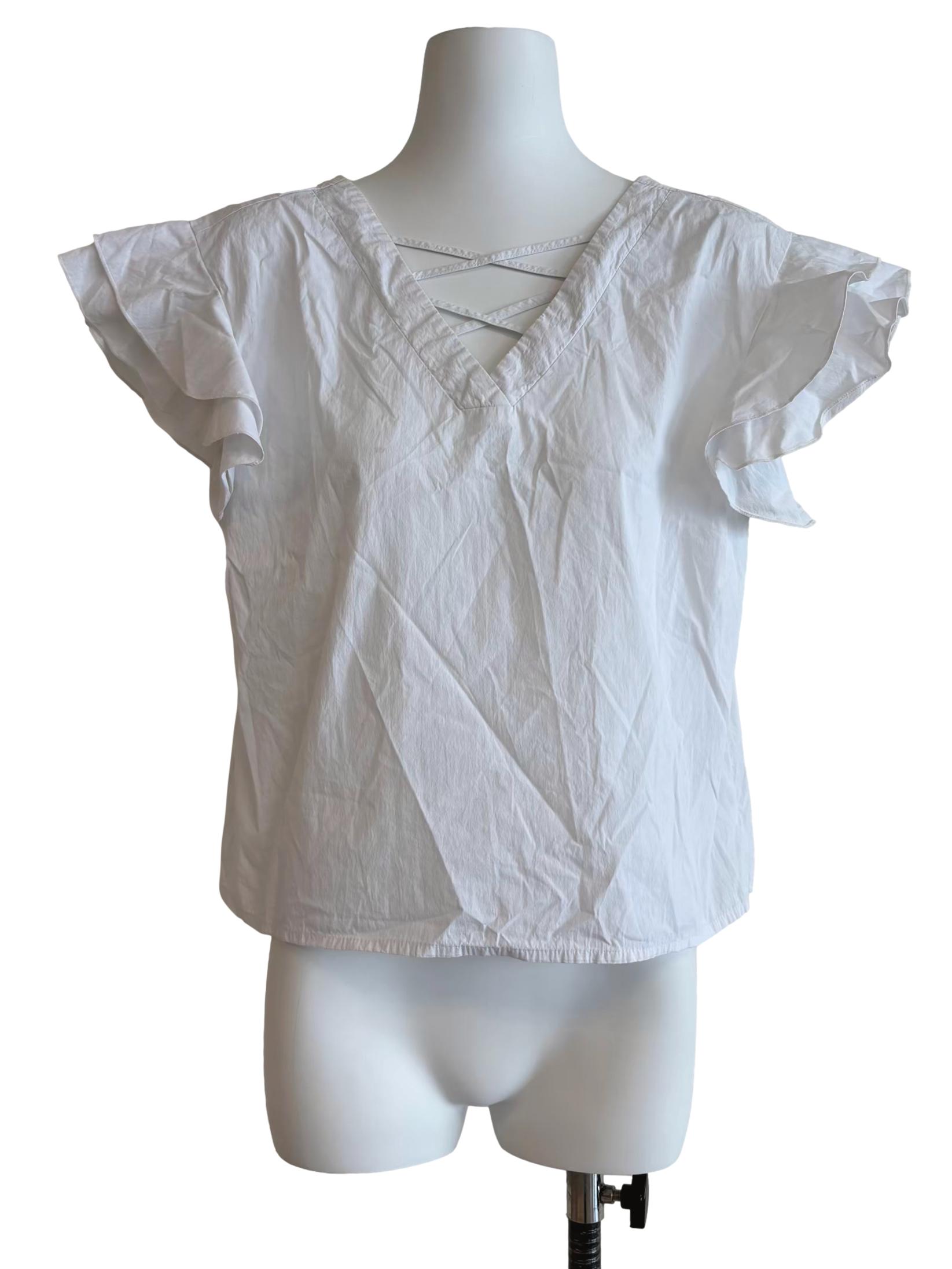 Cotton White Ruffle Sleeve Blouse CSN