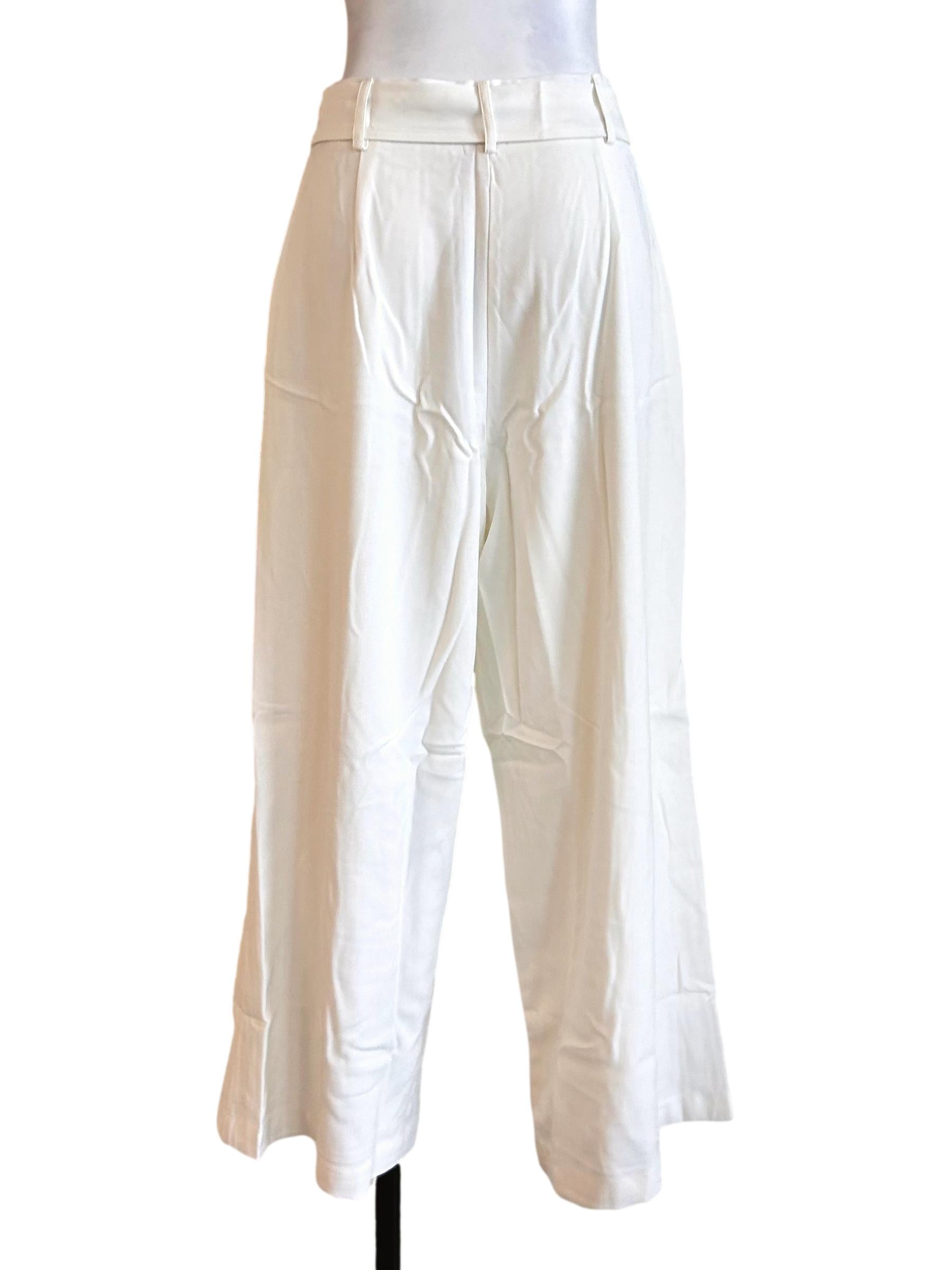 White High Waist Wide Leg Trousers YHF